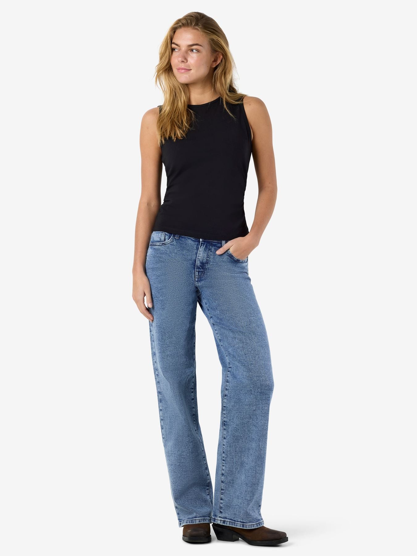 NMMOLLY S/L O-NECK RUCHING TOP JRS