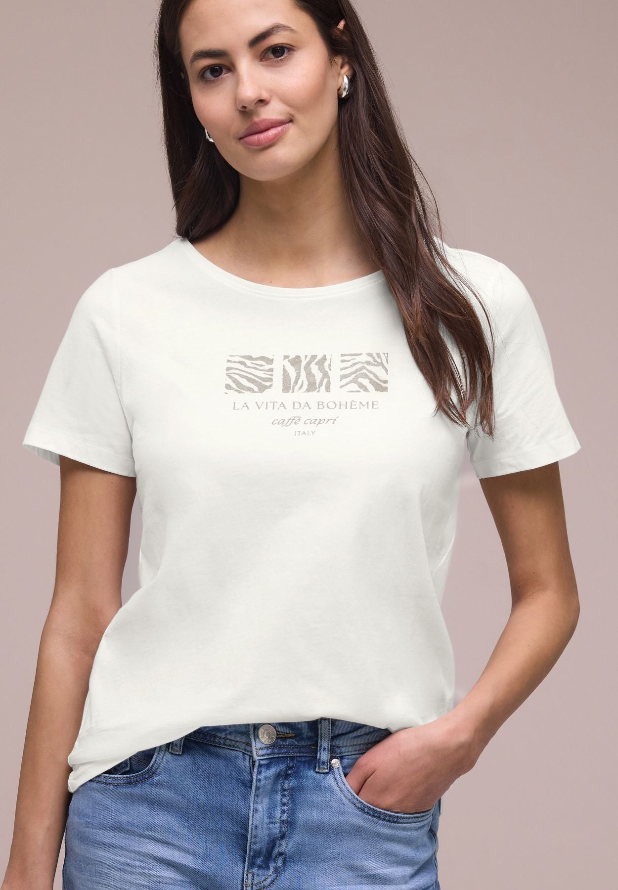 Basic T-Shirt mit Rundhals und Print
