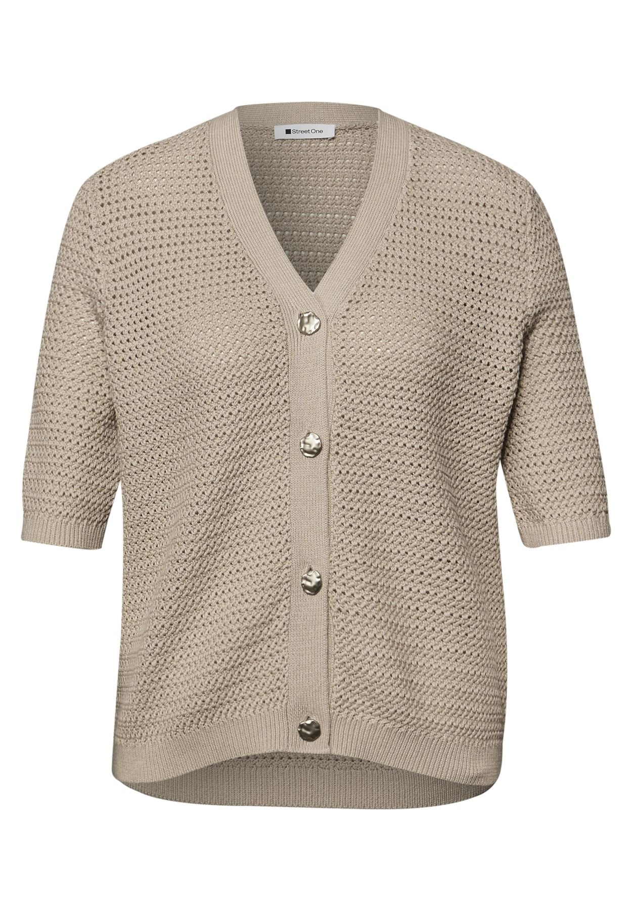 Kurzarm Cardigan mit V-Neck und Struktur