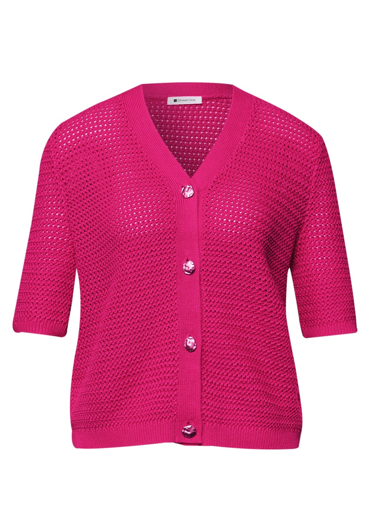 Kurzarm Cardigan mit V-Neck und Struktur