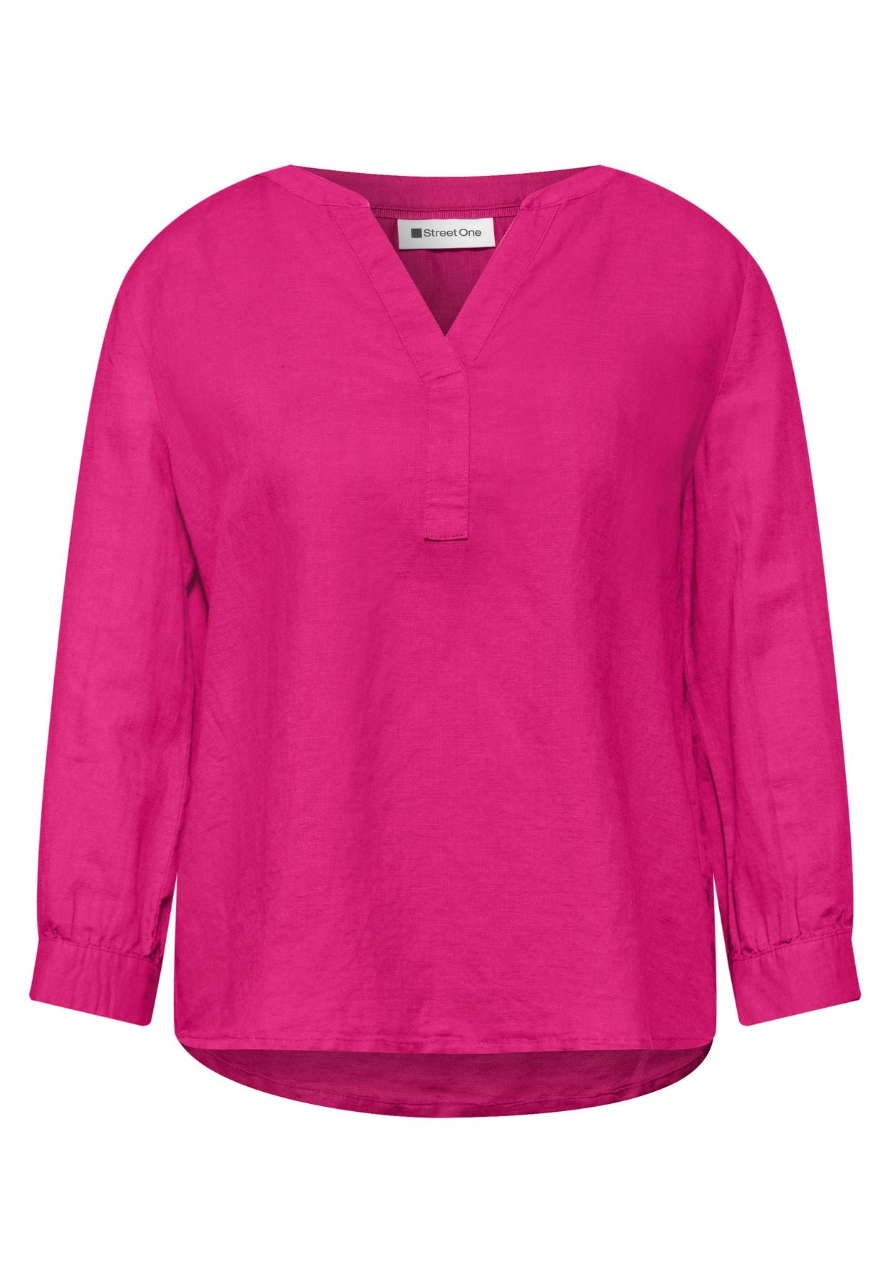 Bluse mit Split Neck aus Leinenmix