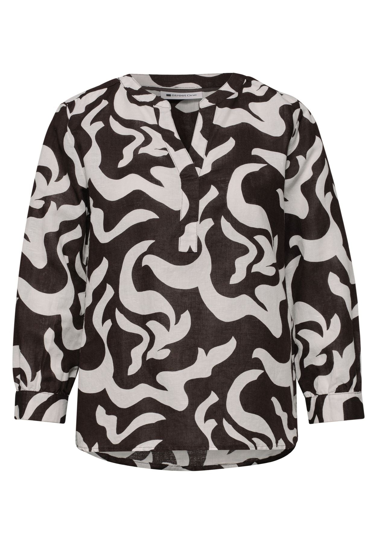 Bluse mit Split Neck aus Leinenmix