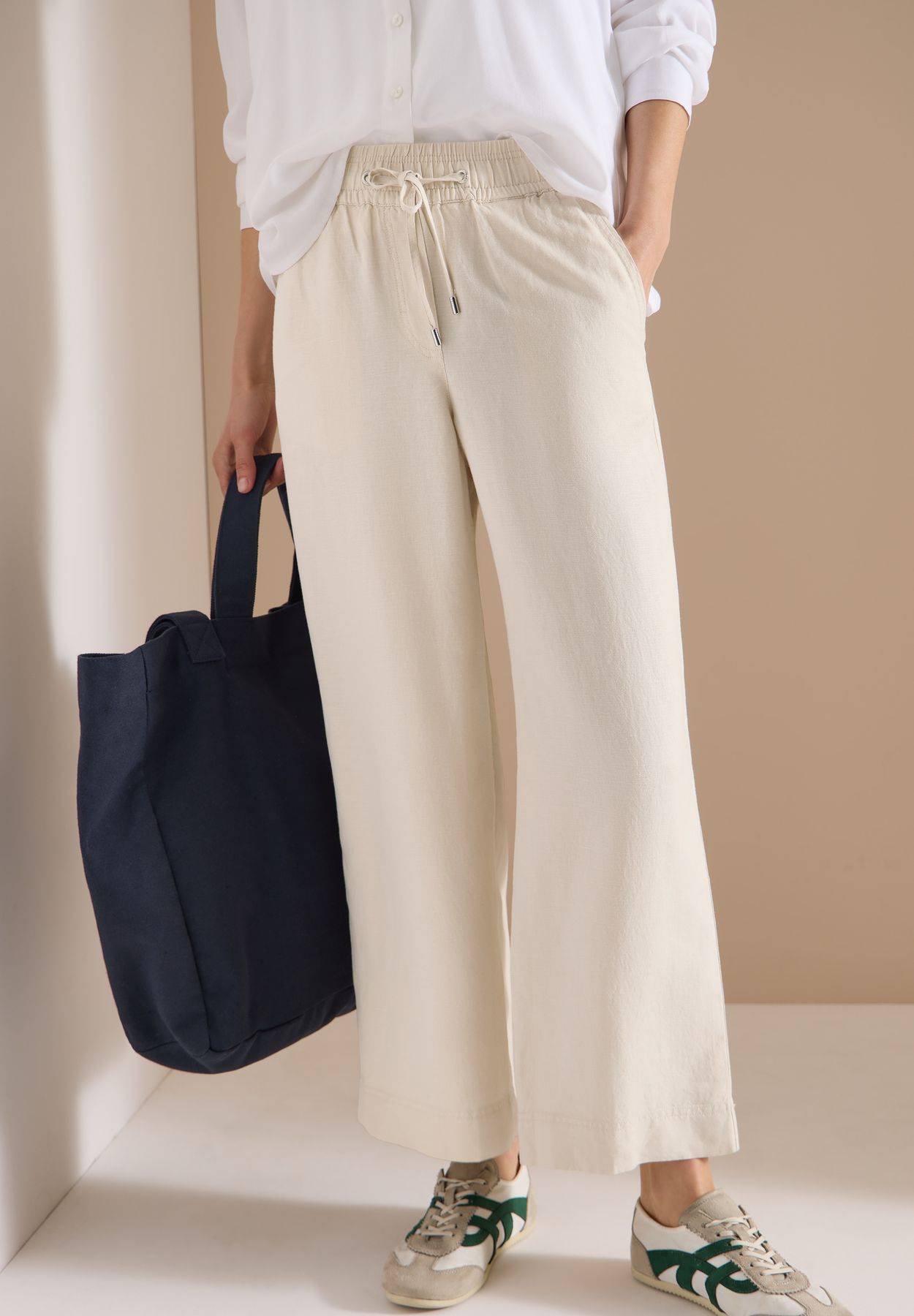 High Waist Wide Leg Hose aus Leinenmix