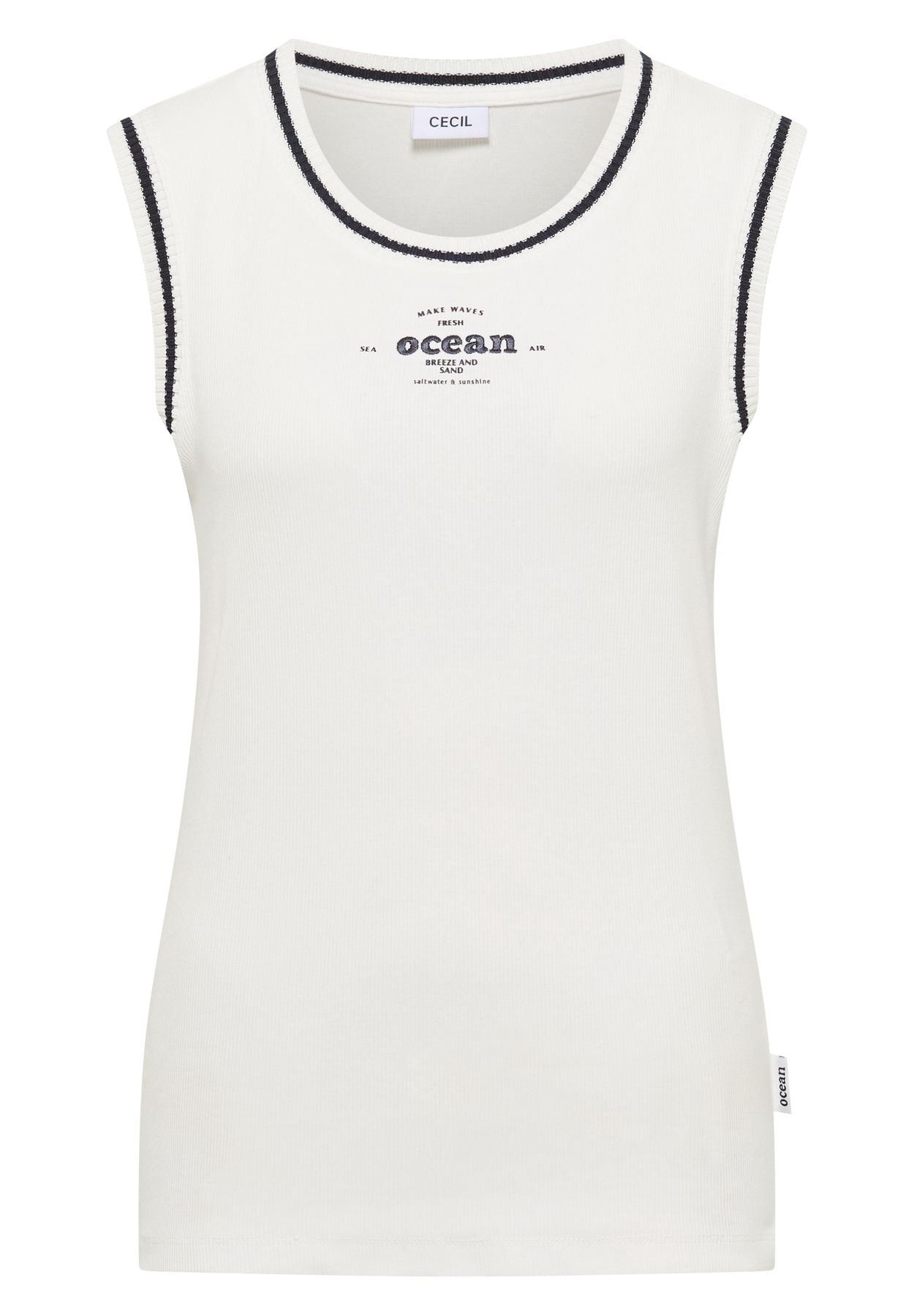 Top mit Rundhals und Kontrastdetails