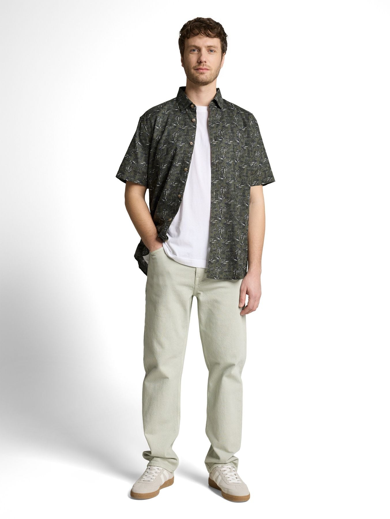 Regular Fit Kurzarmhemd mit Leinenanteil