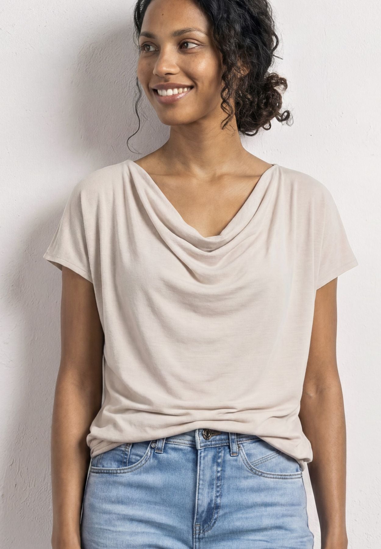 Dropped Shoulder Shirt mit Wasserfall-Front