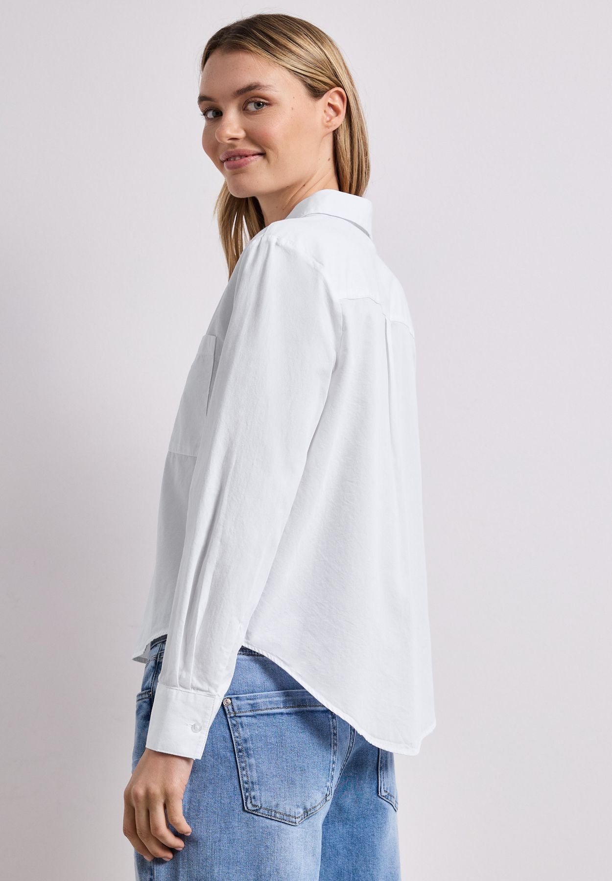 Langarm Bluse mit Hemdkragen aus Twill