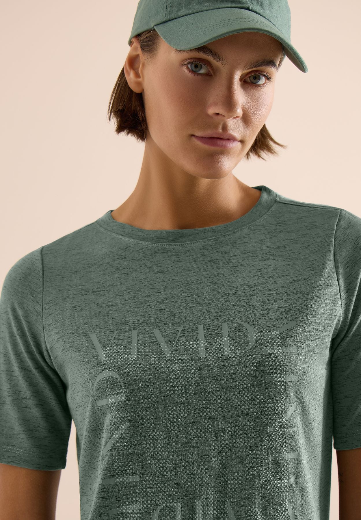 T-Shirt in Leinen-Optik mit Print
