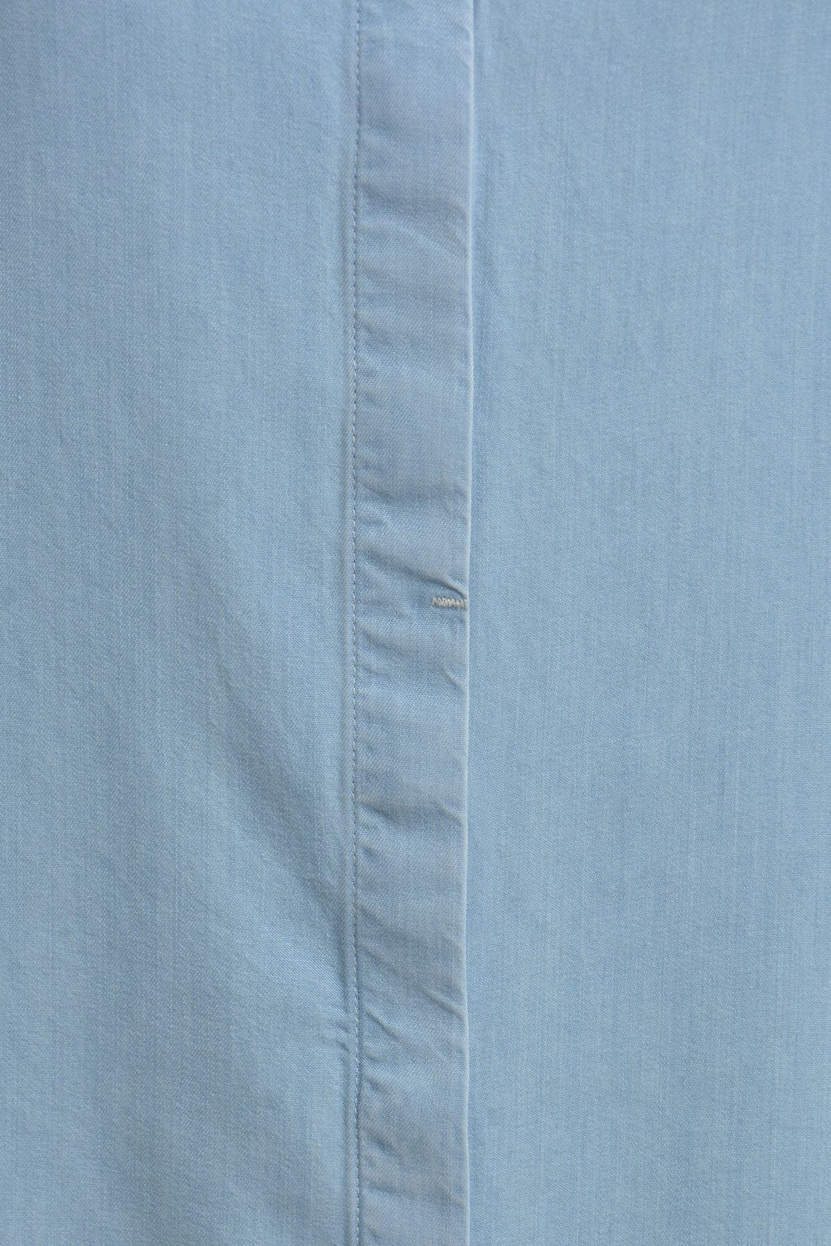 Lyocell Denim Ruffle Slv Blouse