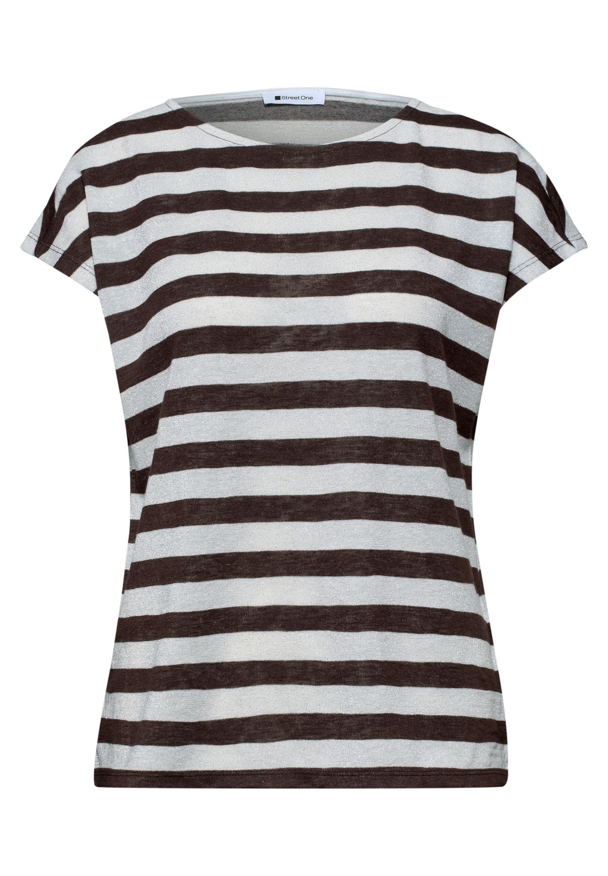 Dropped Shoulder Shirt mit Streifen und Glitzer