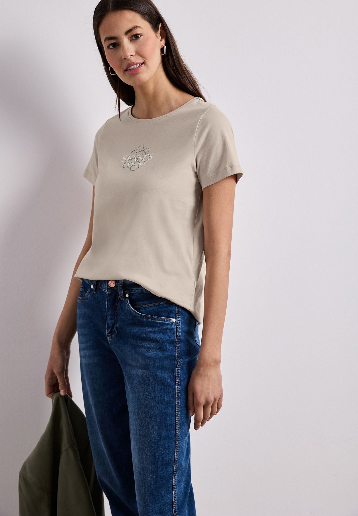 T-Shirt mit Rundhals und Wording Artwork
