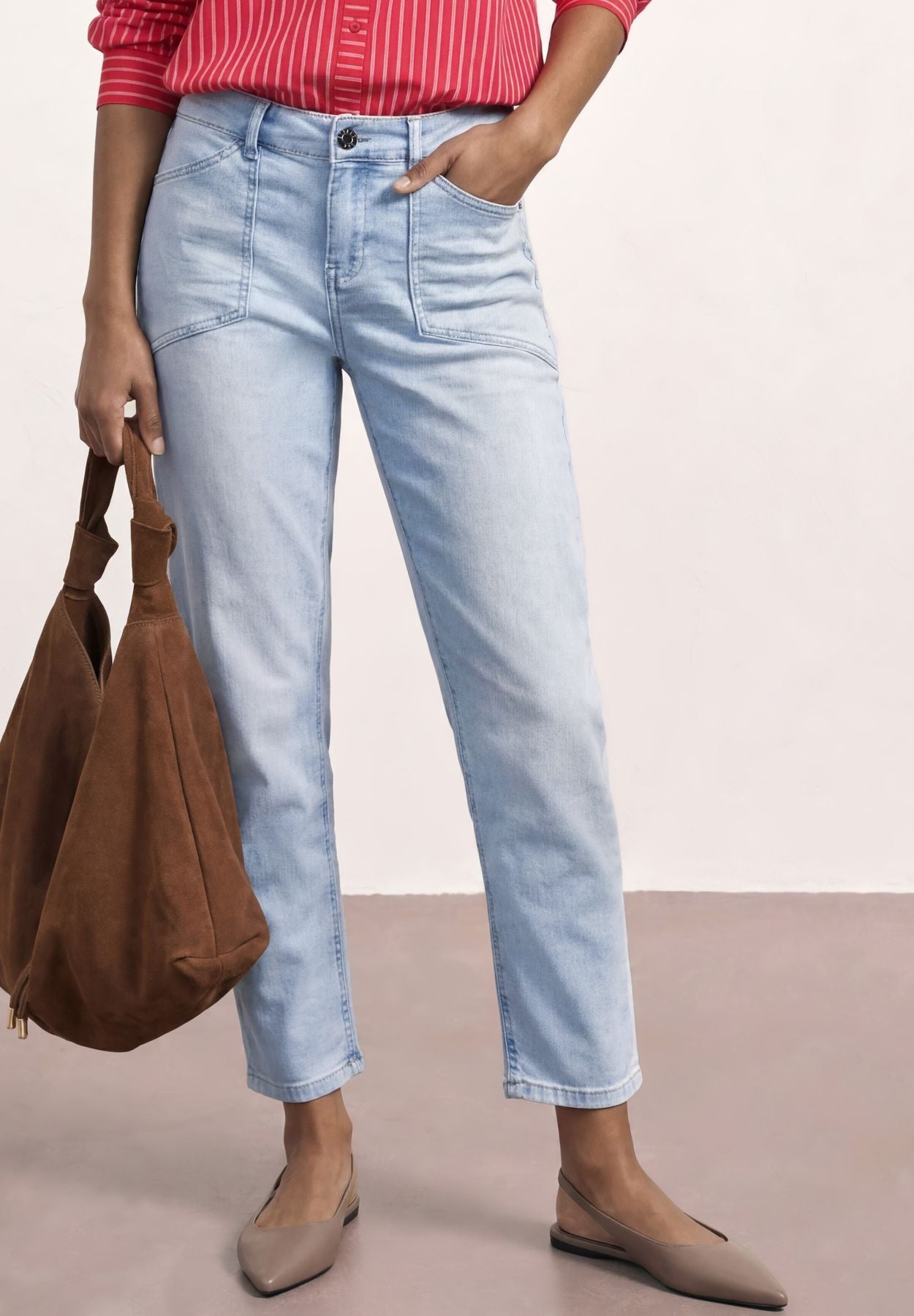 Mid Waist Jeans im Chino-Look