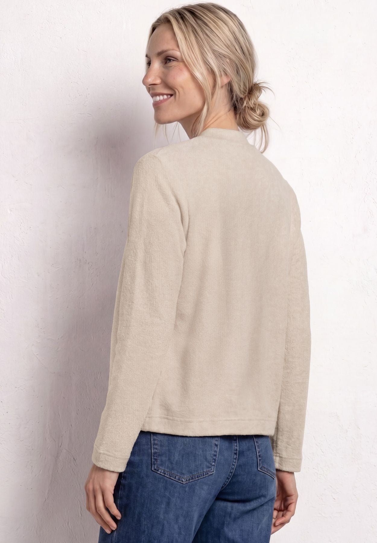 Langarm Jacke im Strick-Look mit Zipper