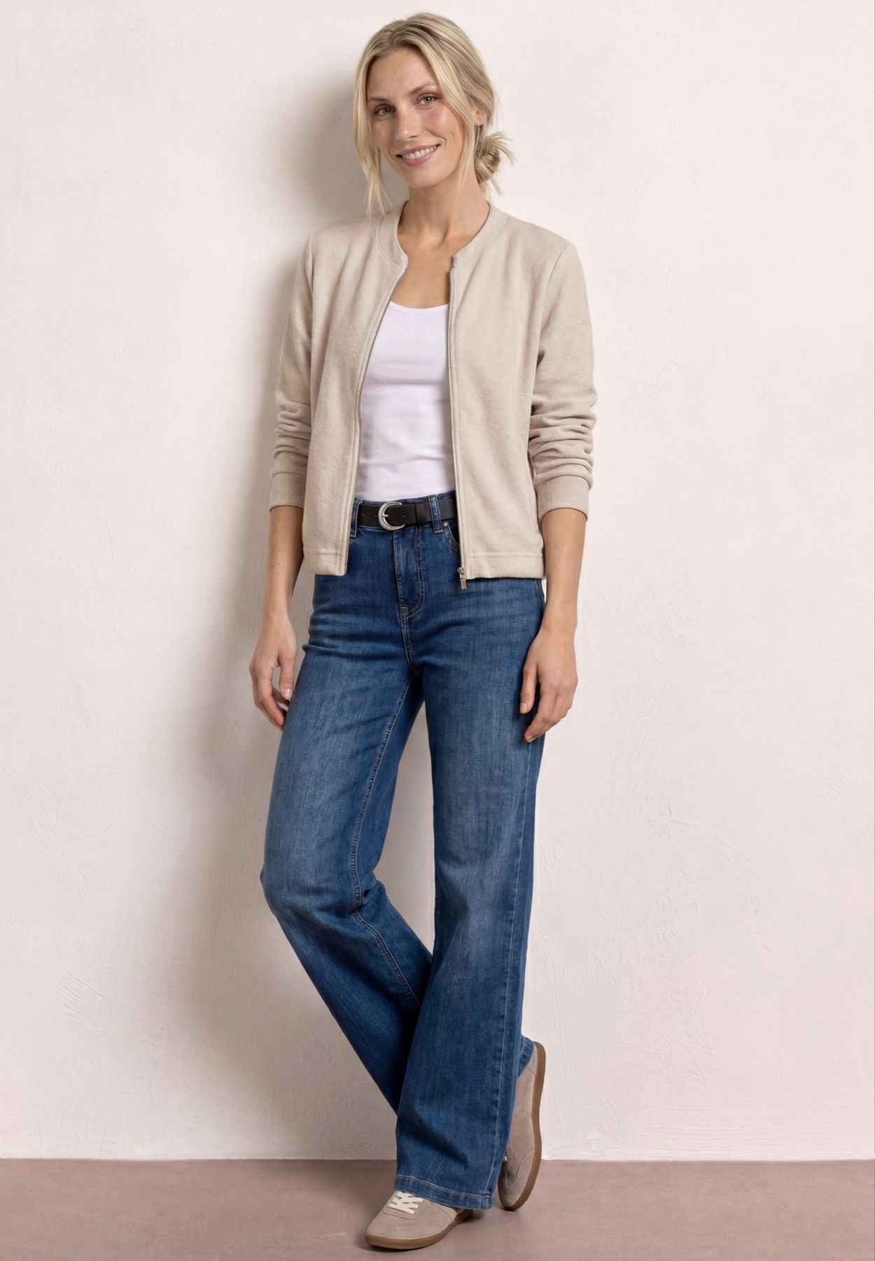 Langarm Jacke im Strick-Look mit Zipper