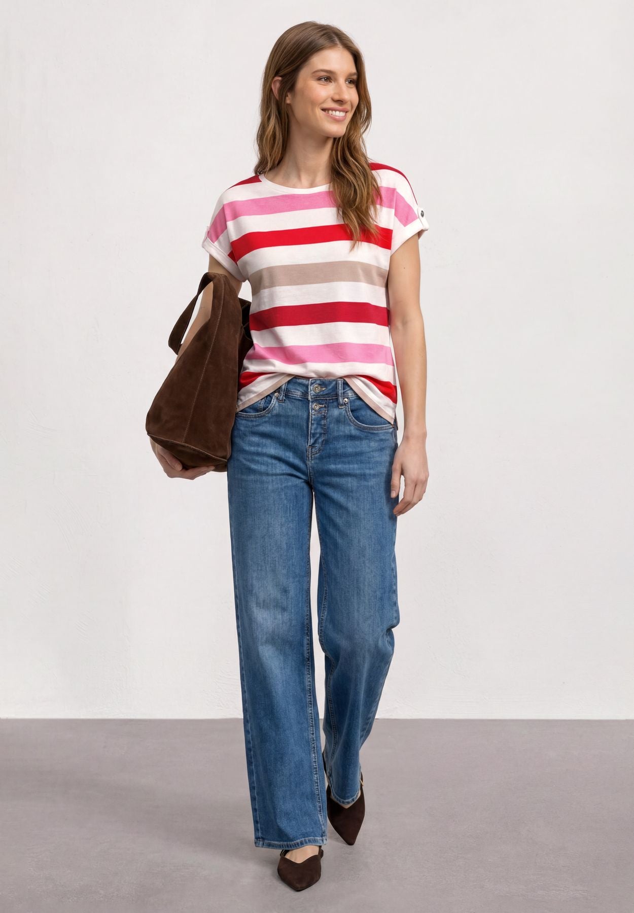 T-Shirt mit Rundhals und Knopfdetails
