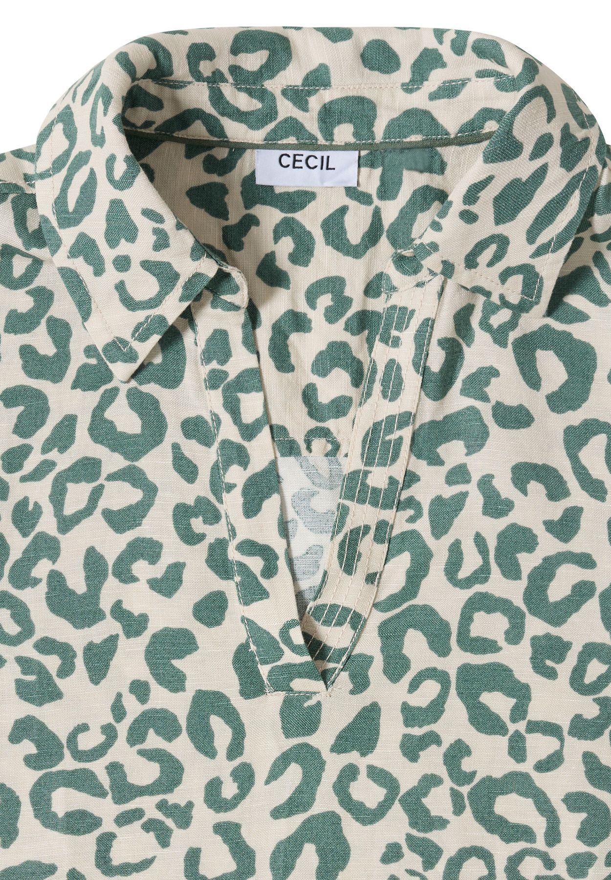 Knielanges Kleid aus Leinenmix mit Print