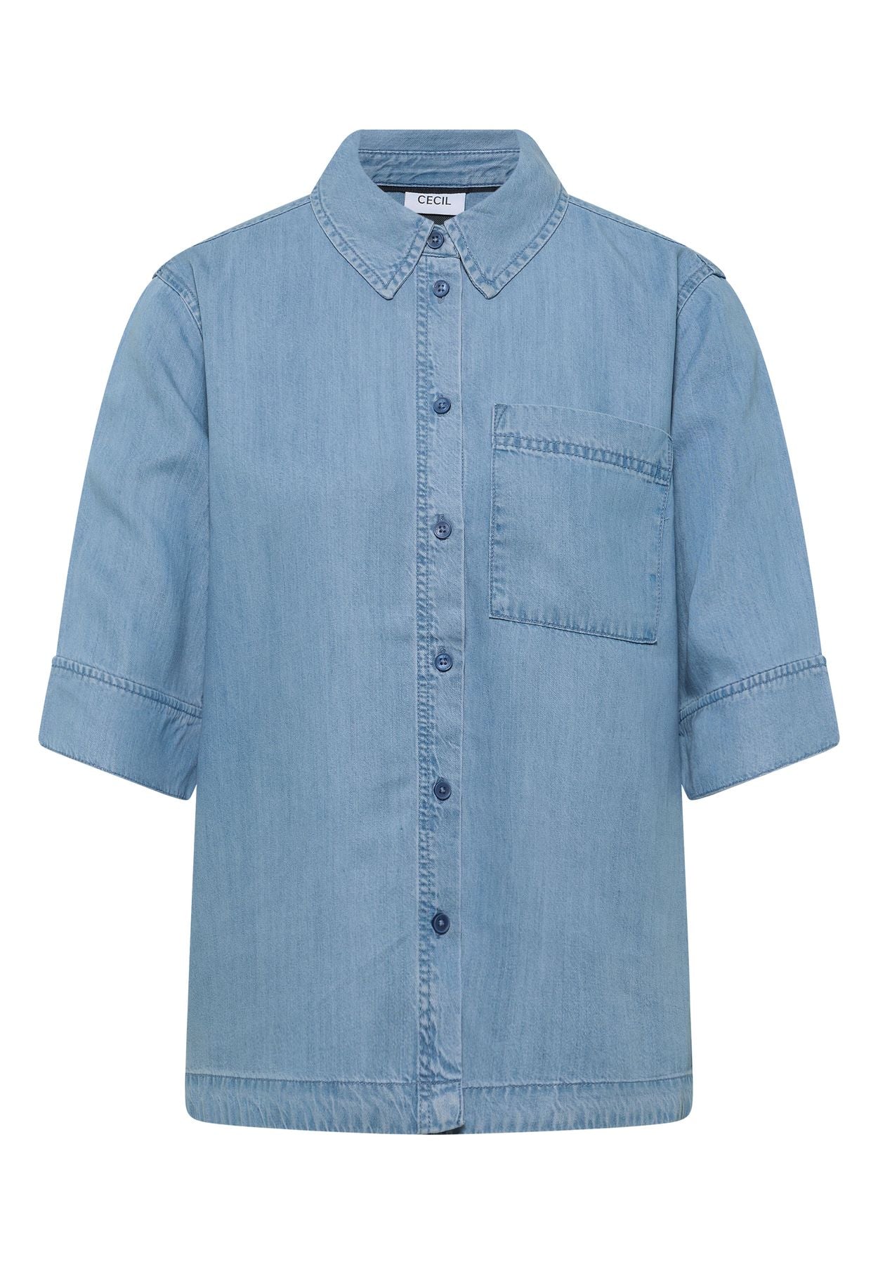Kurzarm Hemdbluse im Denim-Look