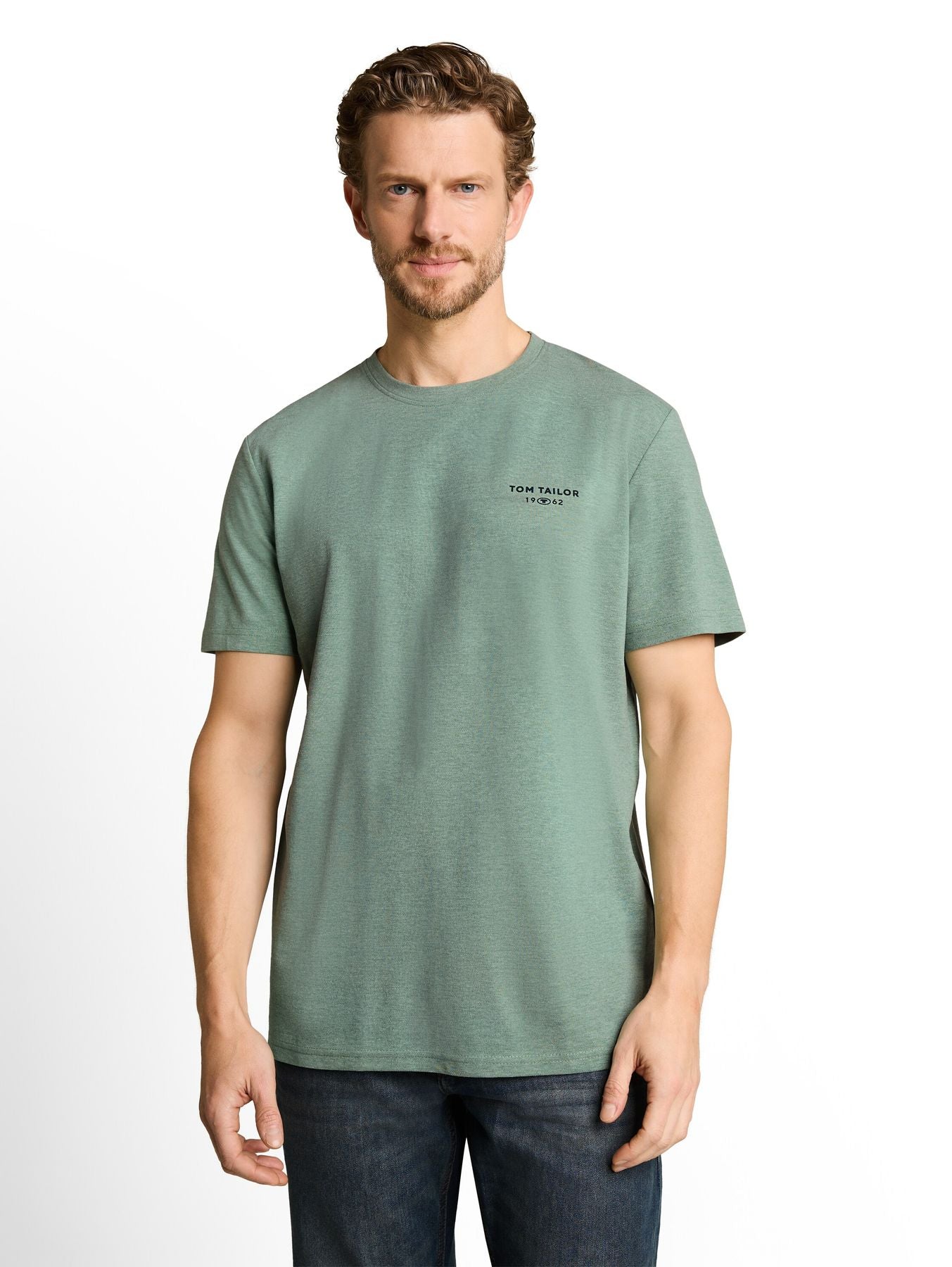 Piqué T-Shirt in Melange-Optik