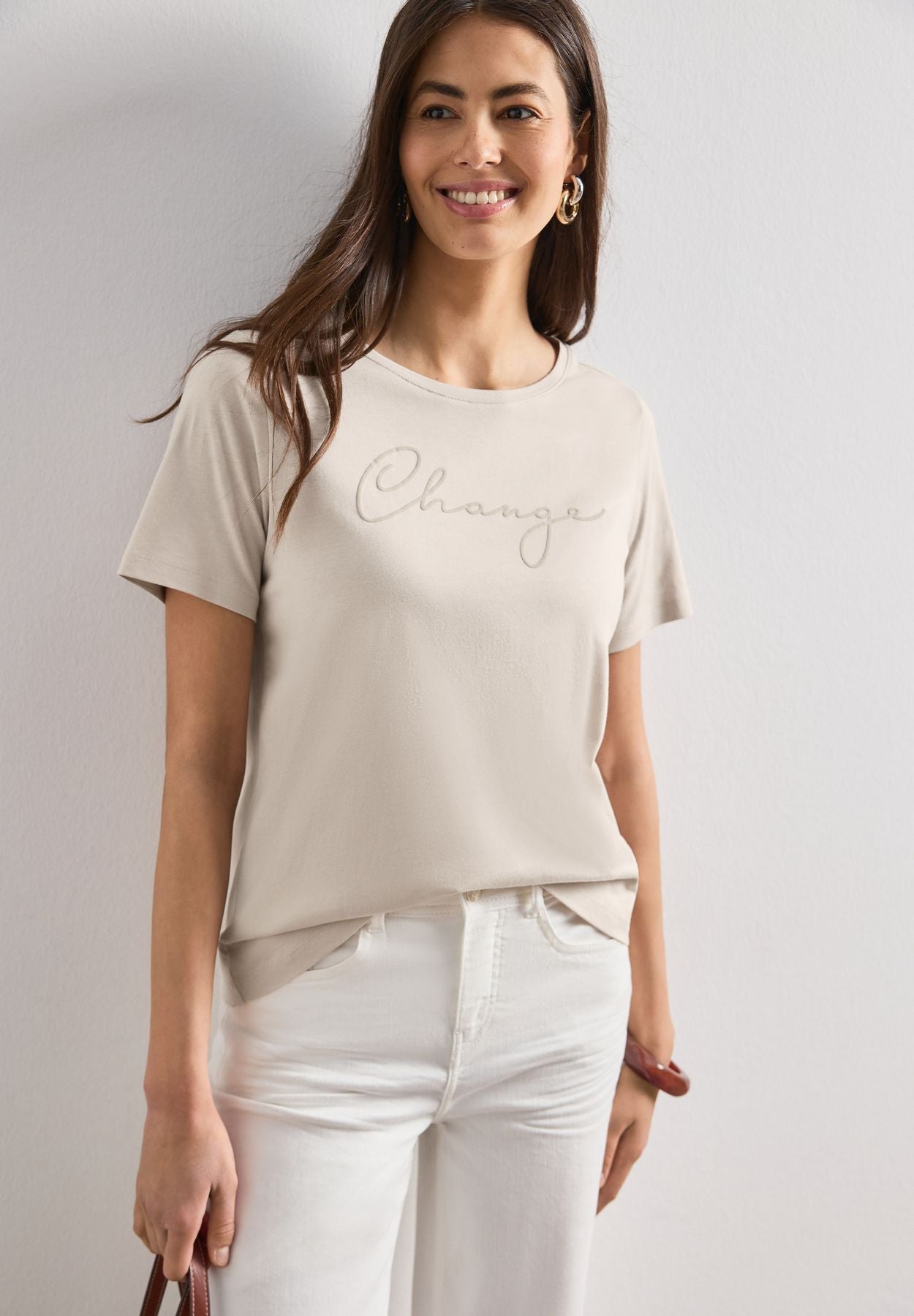 T-Shirt mit Rundhals und Wording Artwork