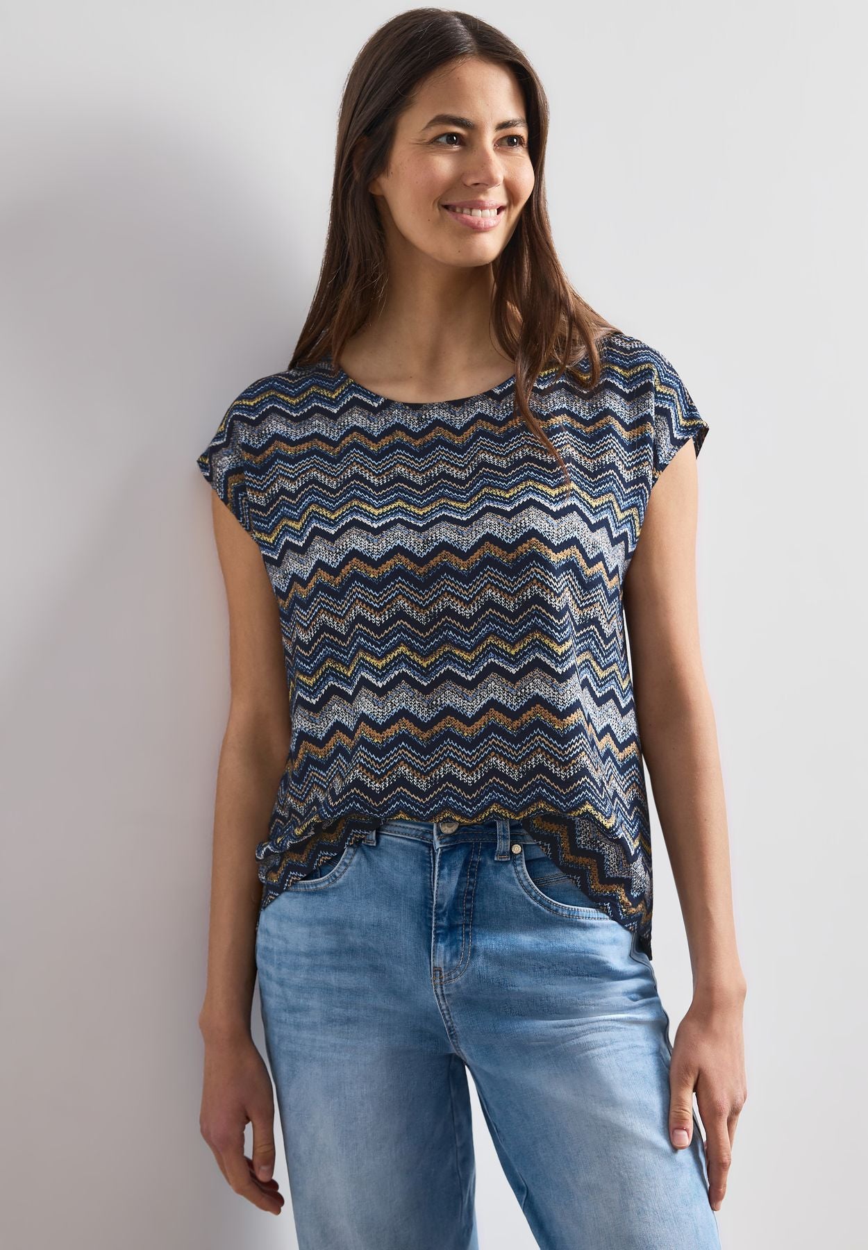 Dropped Shoulder Blusenshirt mit Rundhals