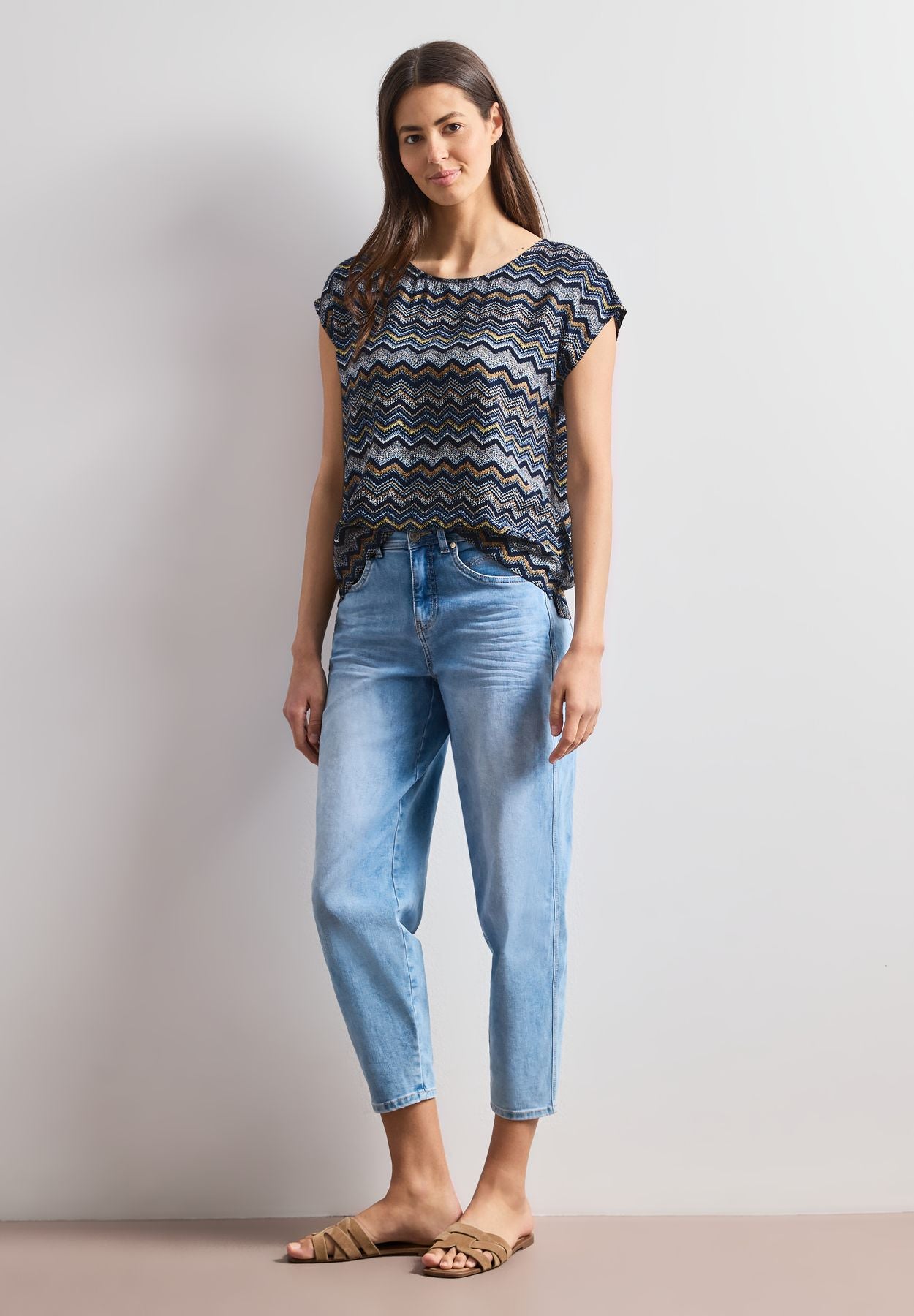 Dropped Shoulder Blusenshirt mit Rundhals