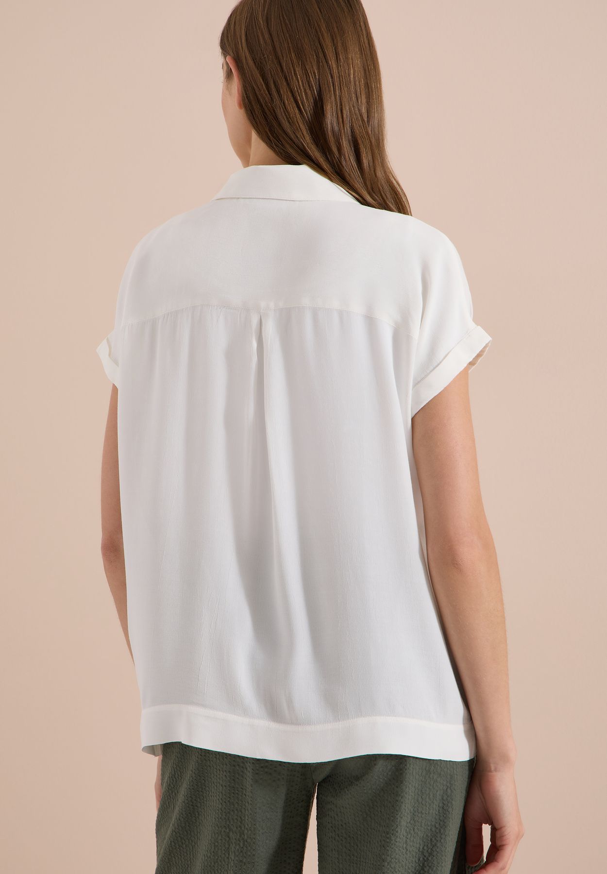 Kurzarm Hemdbluse in Unifarbe