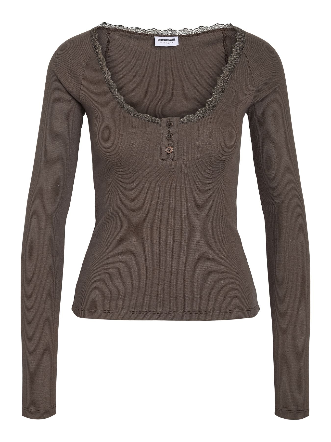 NMMAYA L/S LACE HENLEY TOP NOOS