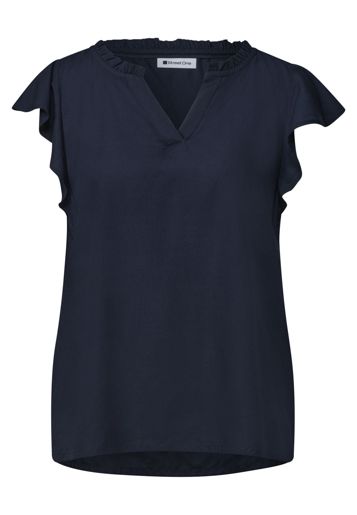 Blusenshirt mit Split Neck und Volant-Ärmeln