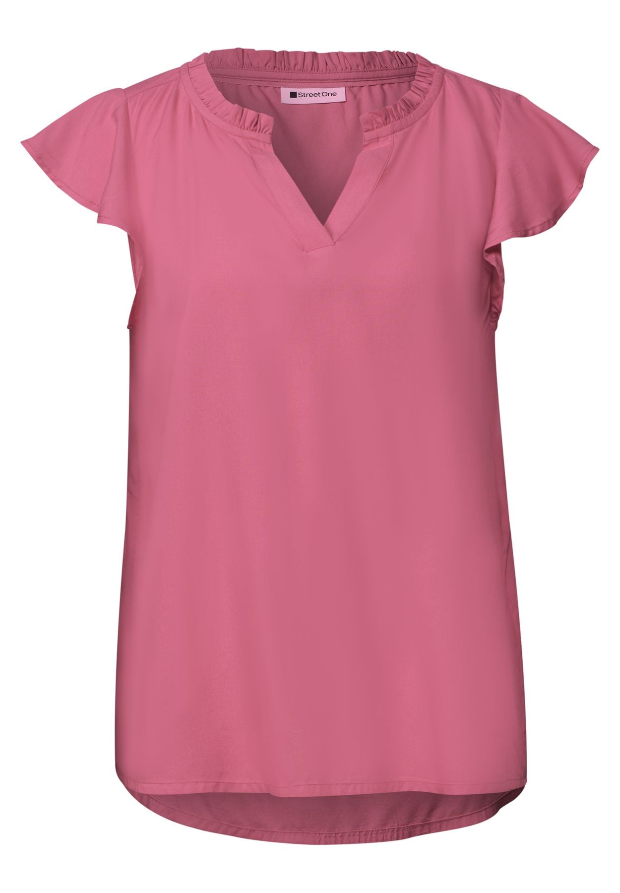 Blusenshirt mit Split Neck und Volant-Ärmeln