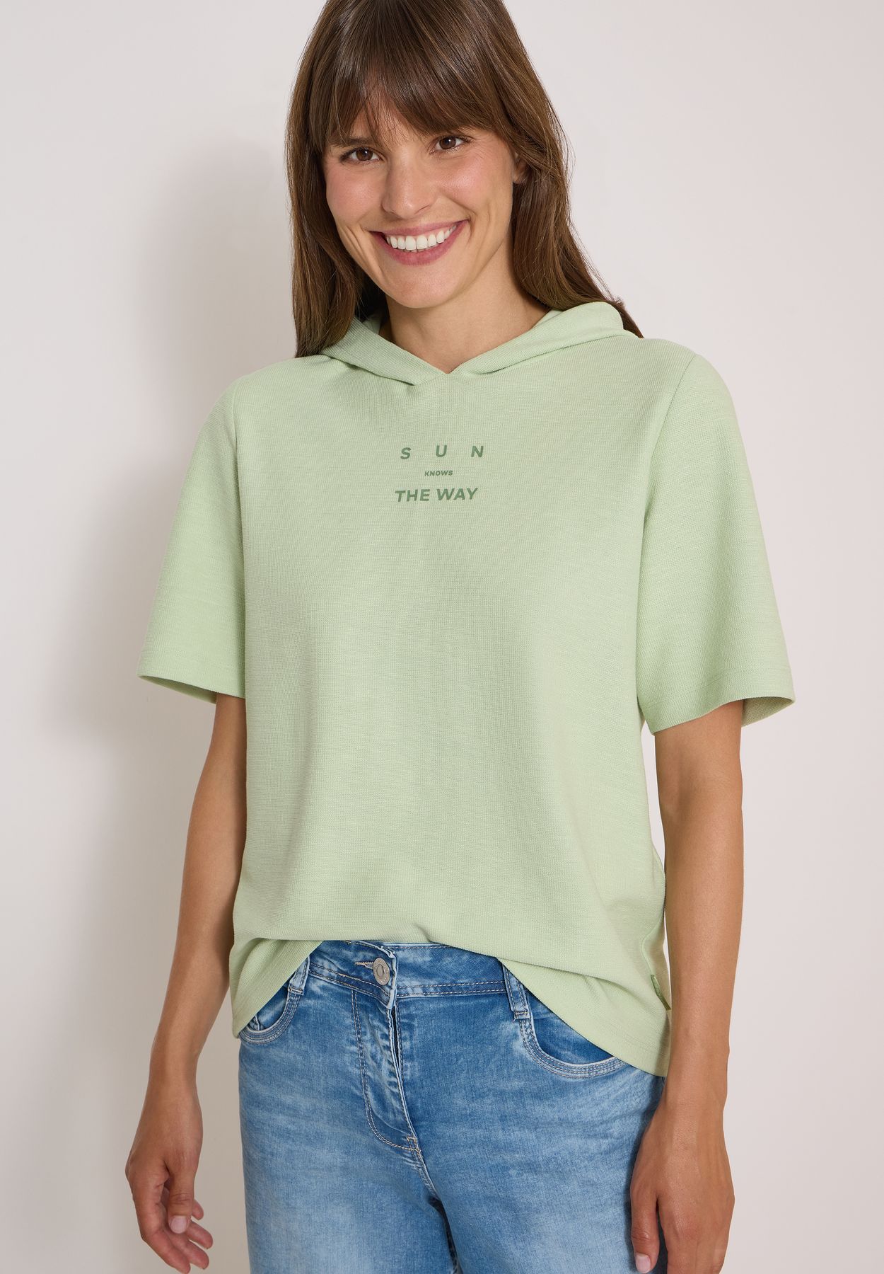 Kurzarm Shirt mit Kapuze und Wording