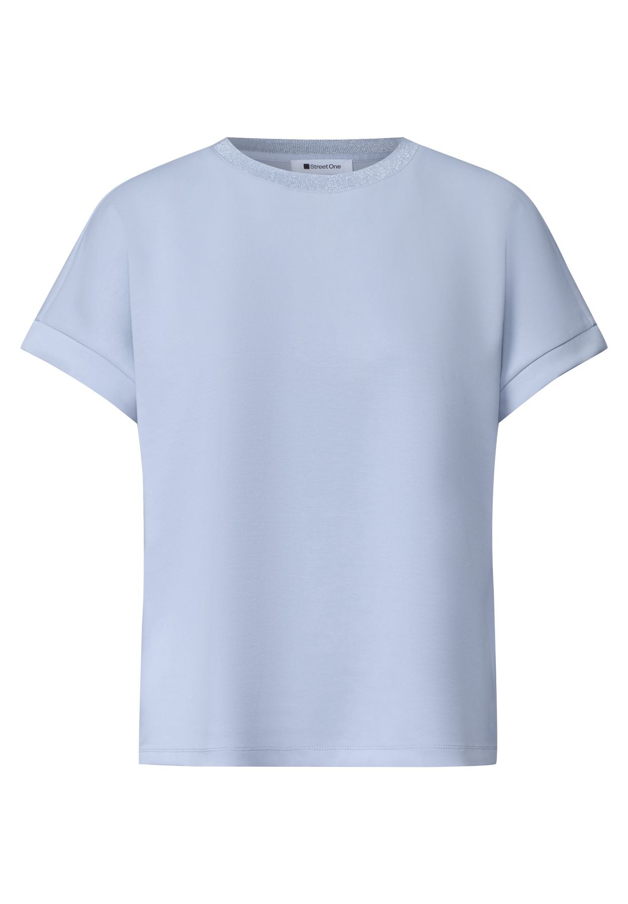 T-Shirt im Silk-Look mit Rundhals