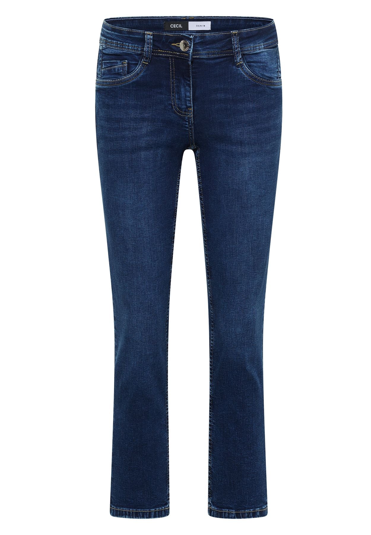 Mid Waist Straight Leg Jeans im Casual Fit