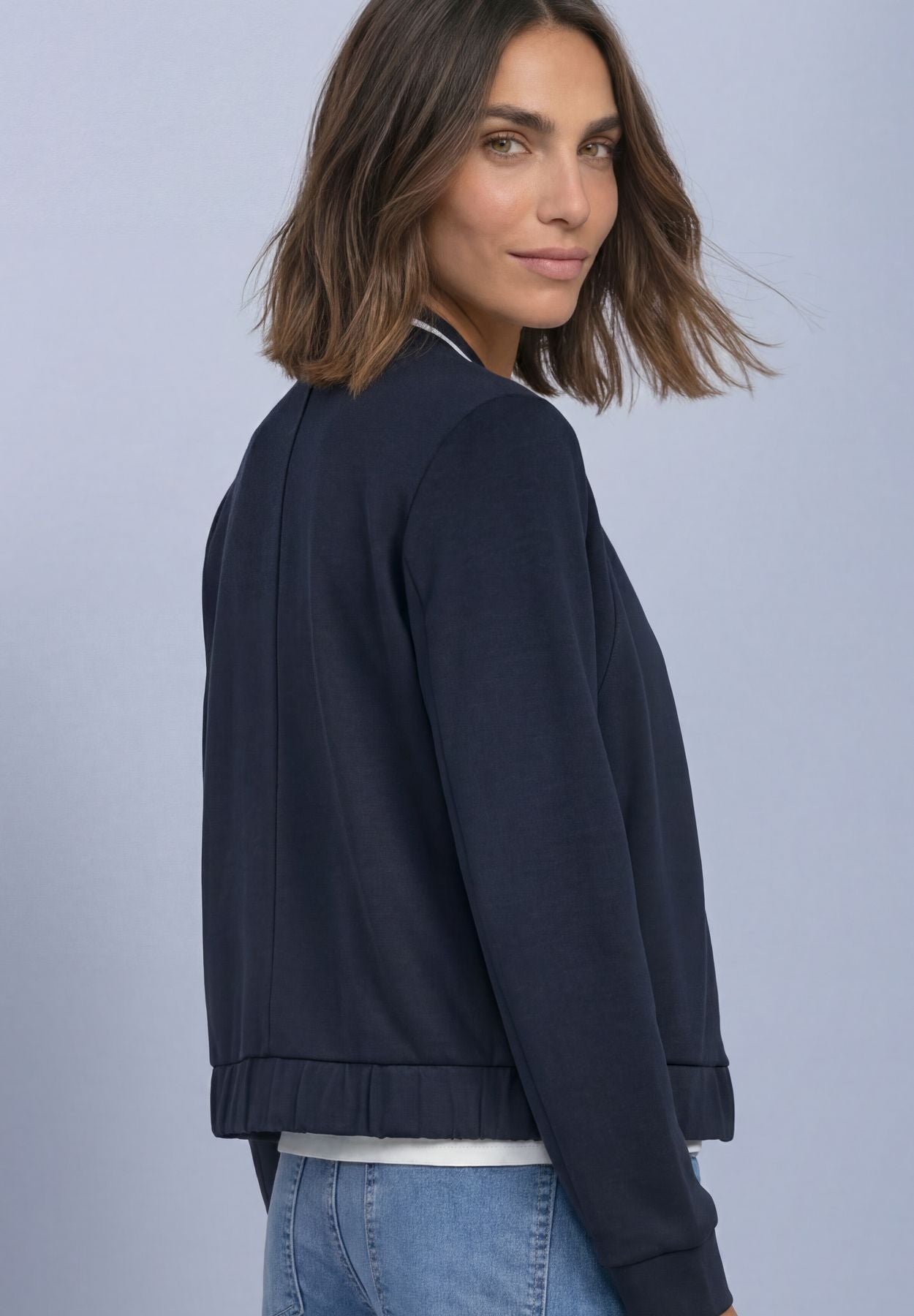 Langarm Jacke im Silk-Look mit Zipper