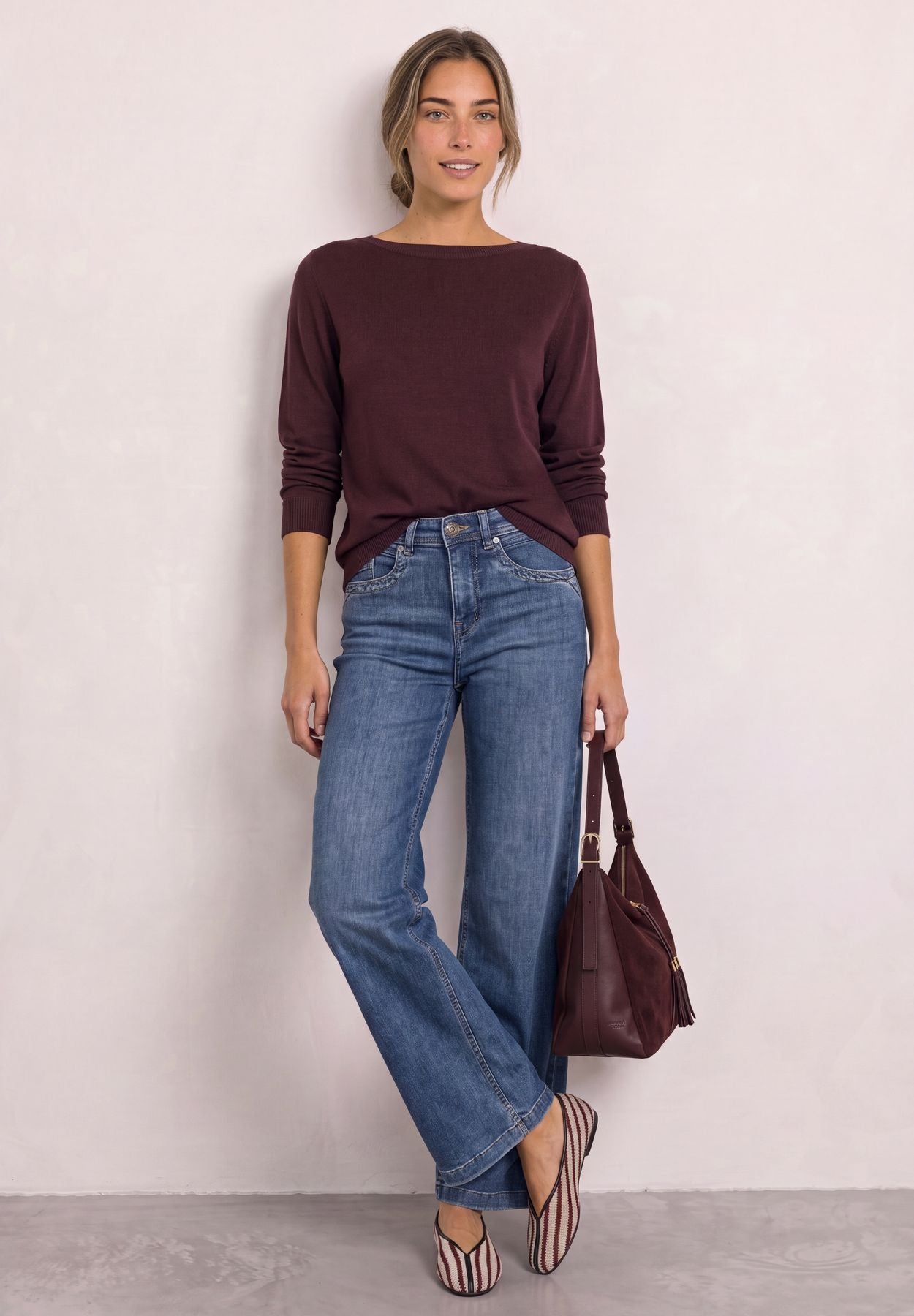 Basic Pullover mit U-Boot-Ausschnitt