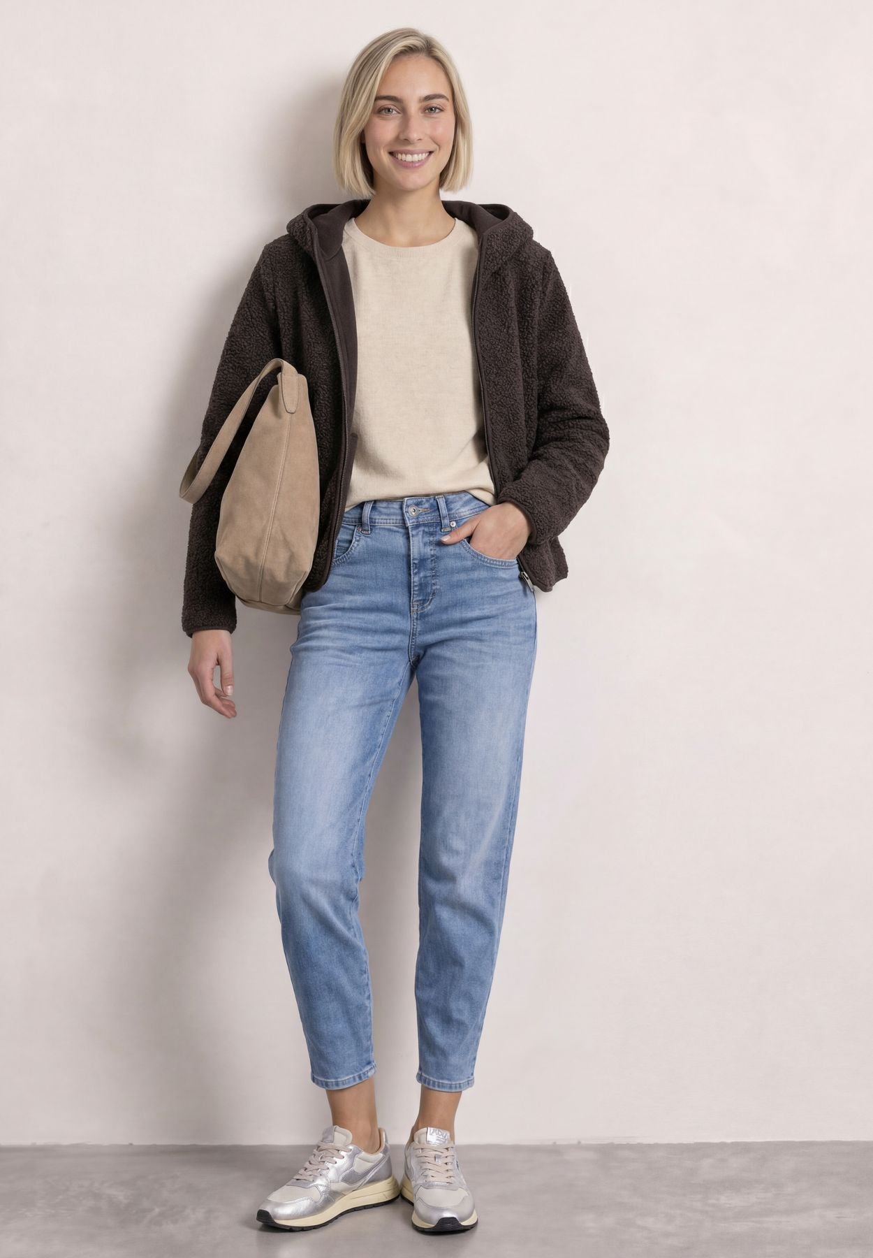 Teddy-Jacke mit Kapuze und Taschen