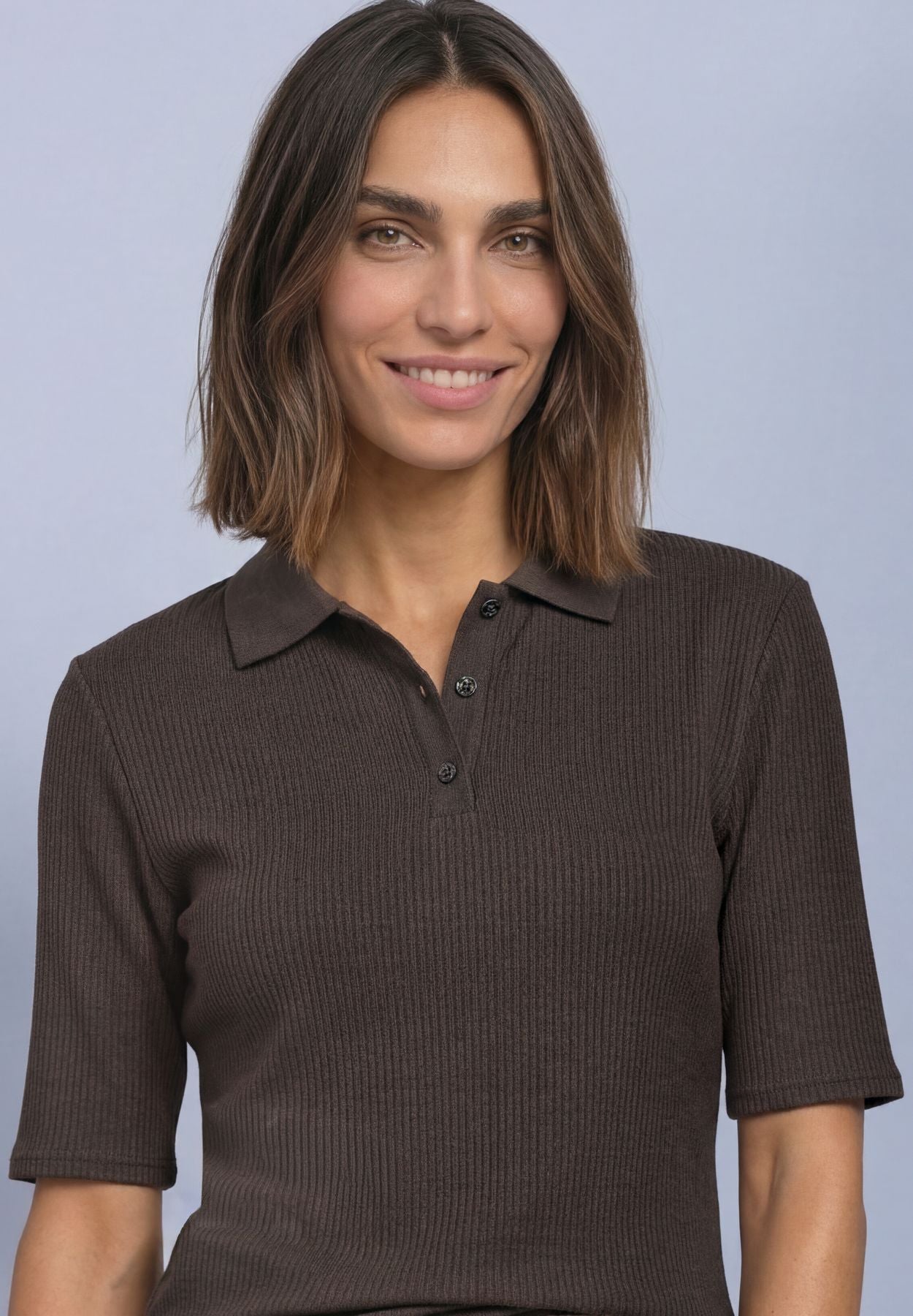 Poloshirt im Strick-Look mit Rippstruktur