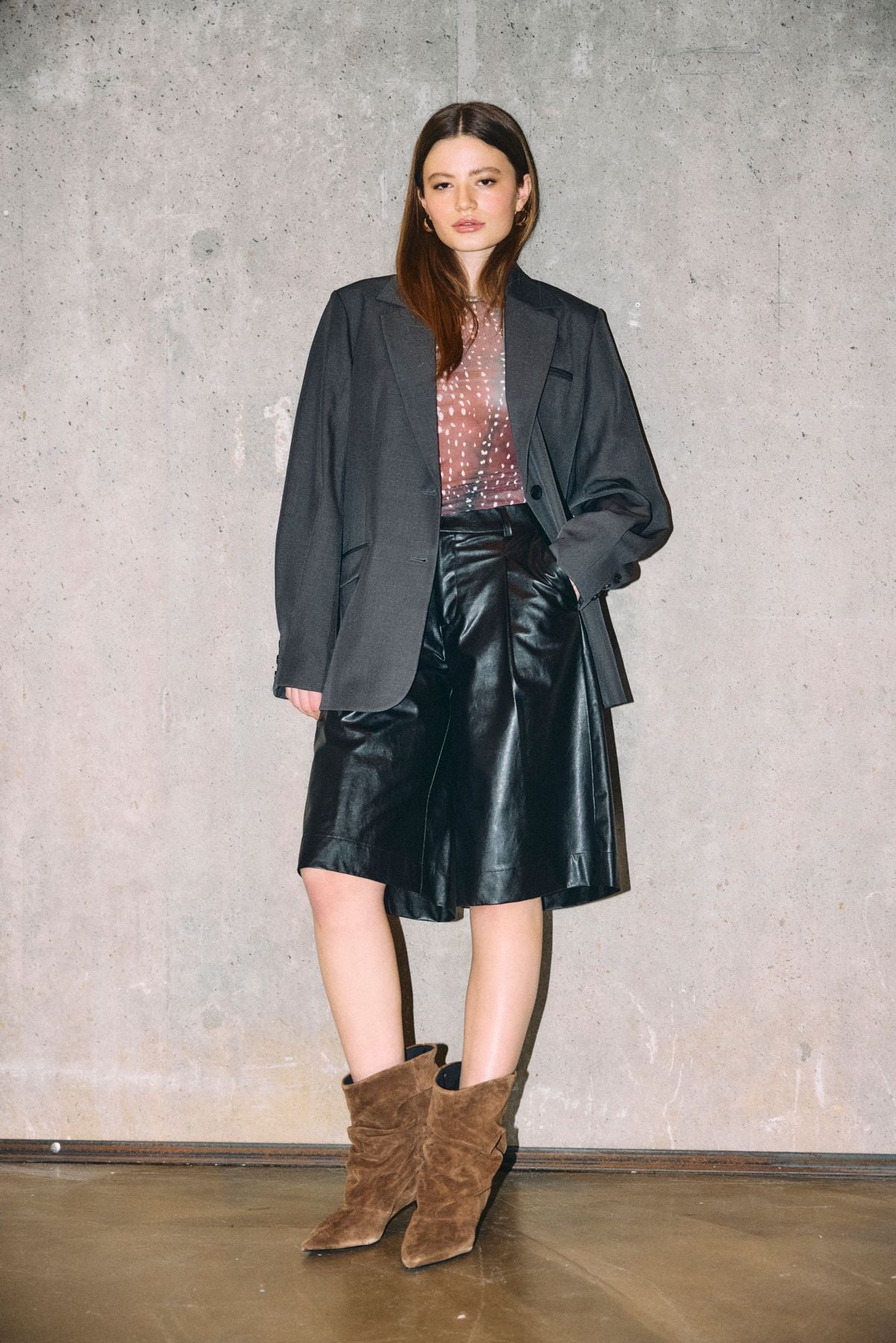 NMDEER L/S RUCHING TOP JRS