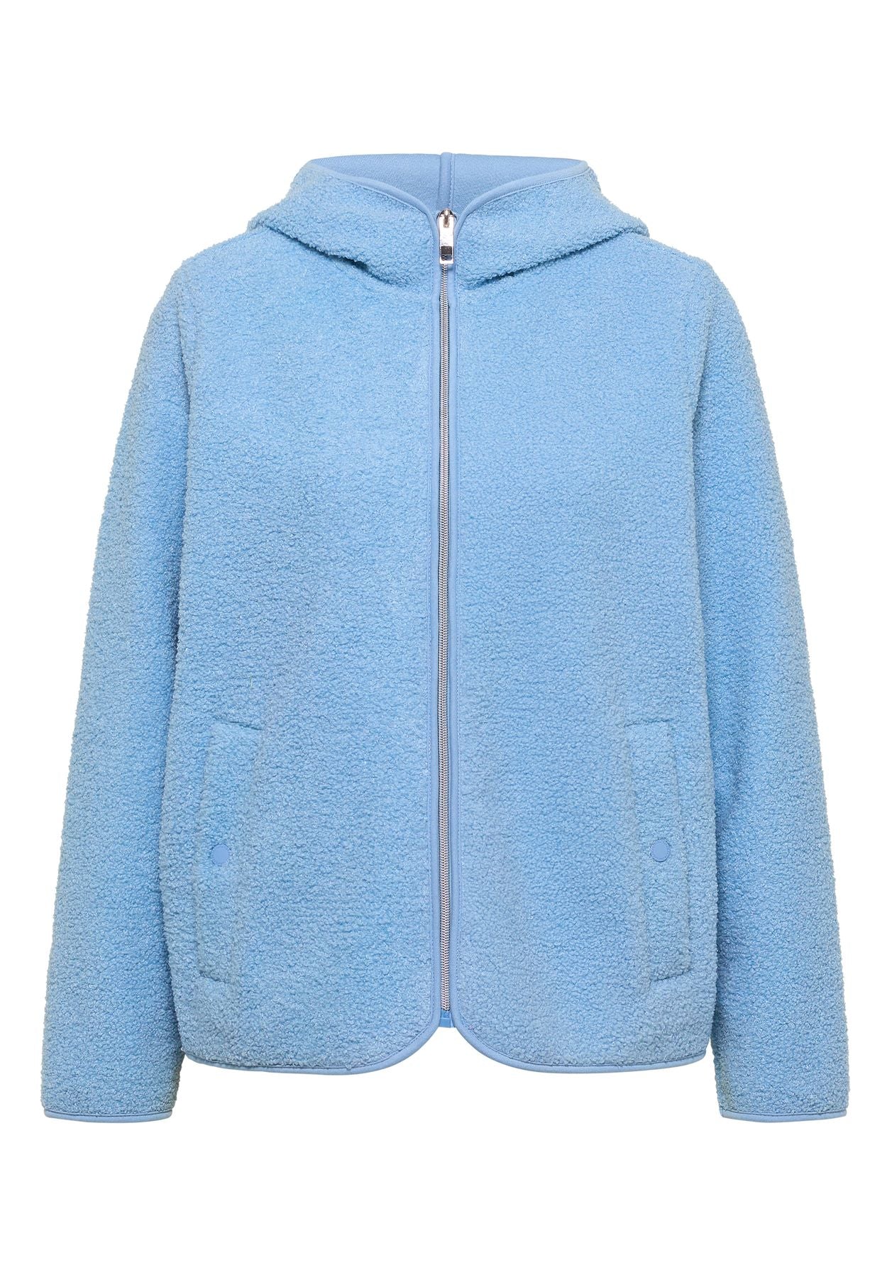 Teddy-Jacke mit Kapuze in Unifarbe