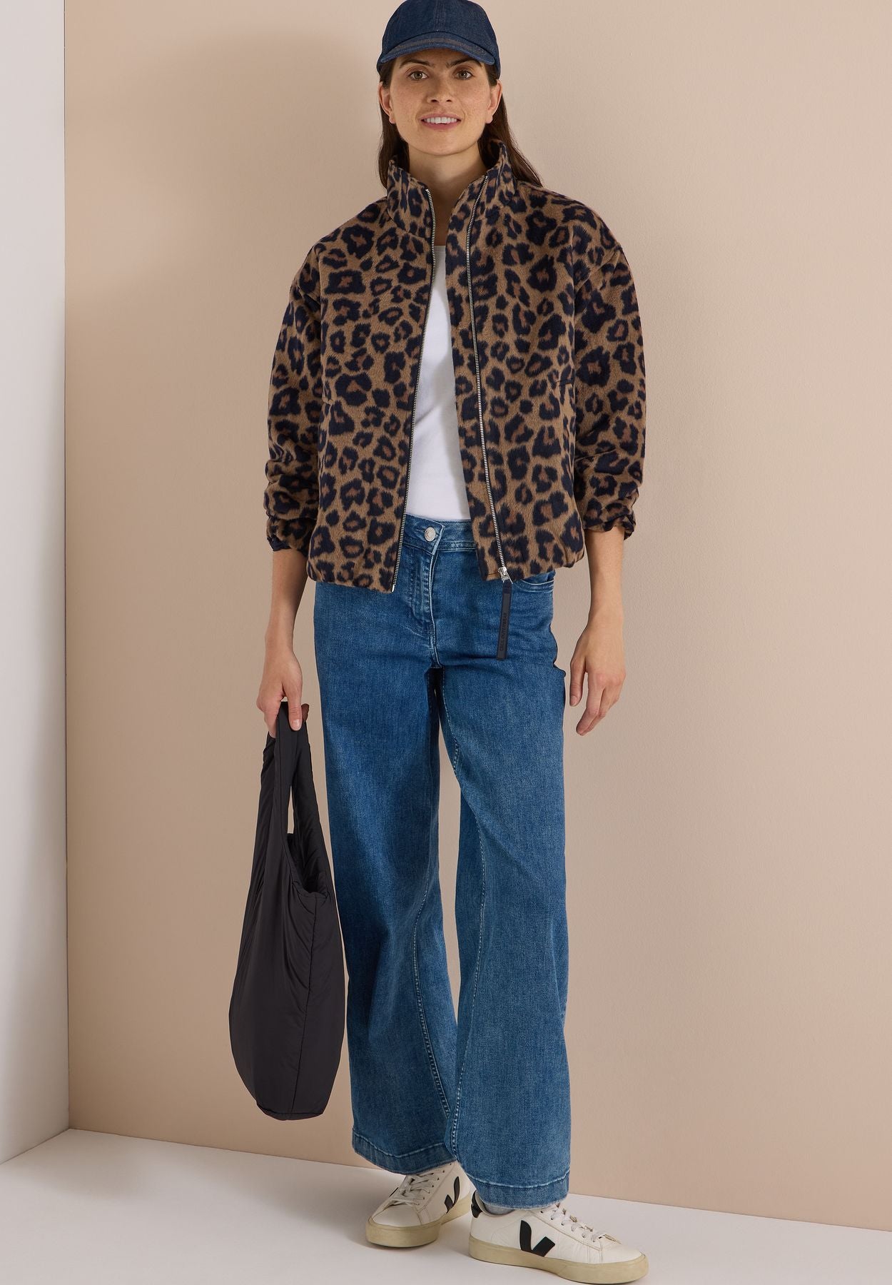 Blouson mit Stehkragen und Leo-Muster