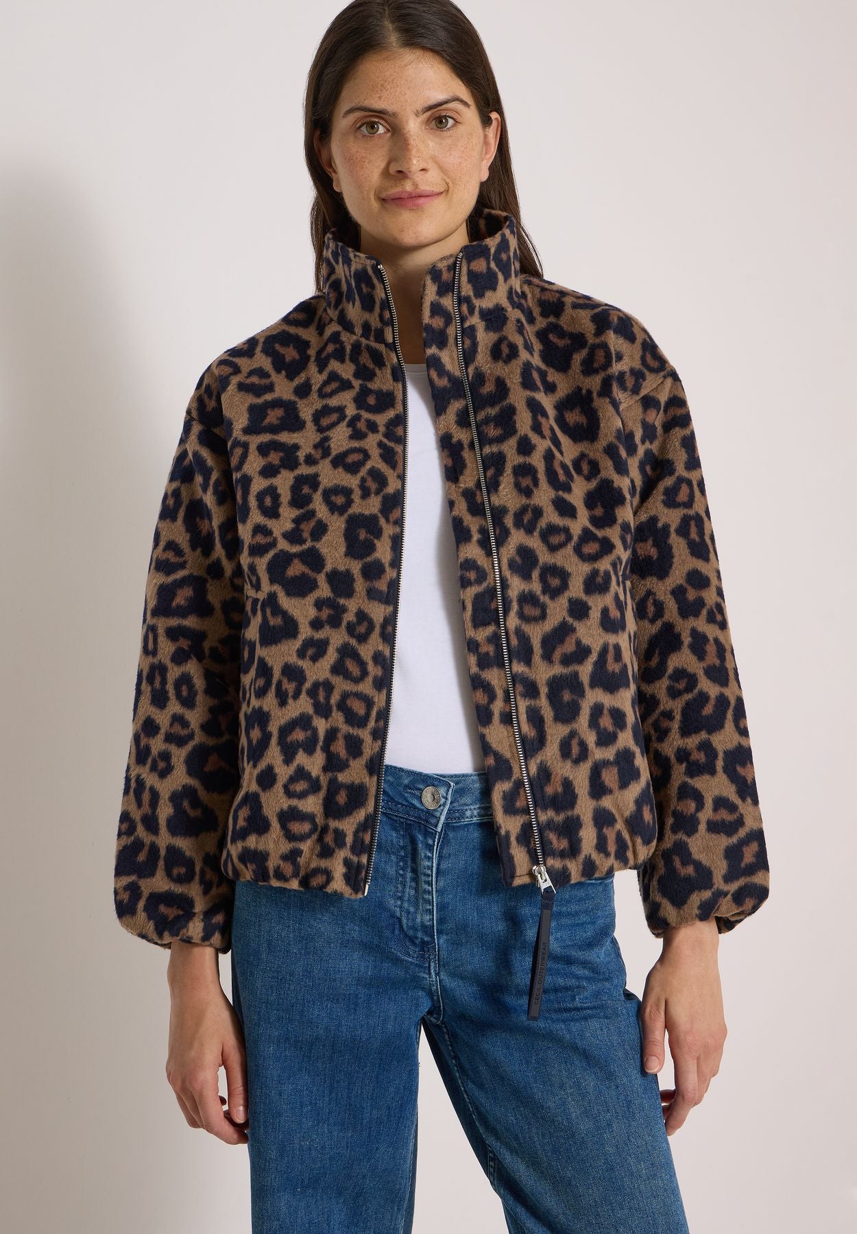 Blouson mit Stehkragen und Leo-Muster