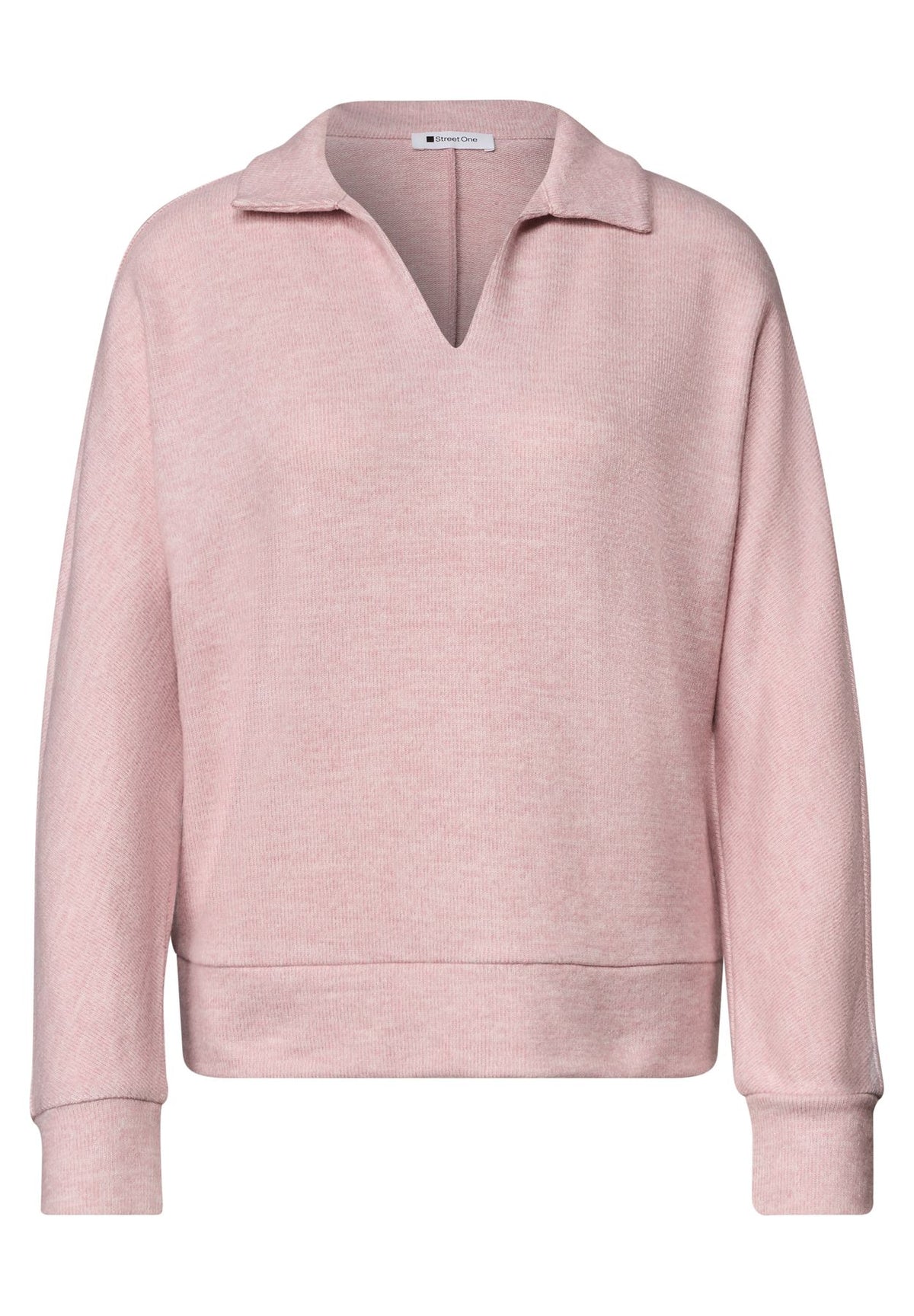 Langarm Poloshirt im Melange-Look