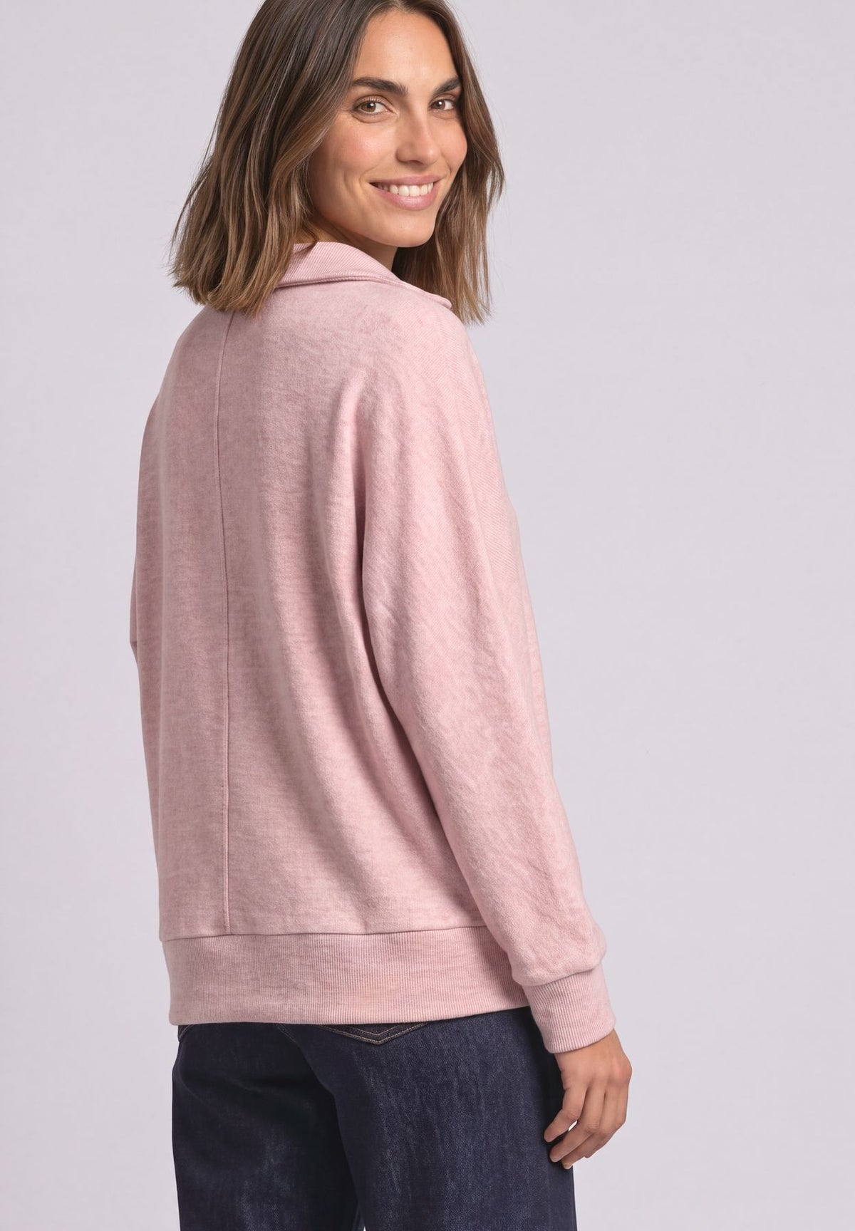 Langarm Poloshirt im Melange-Look