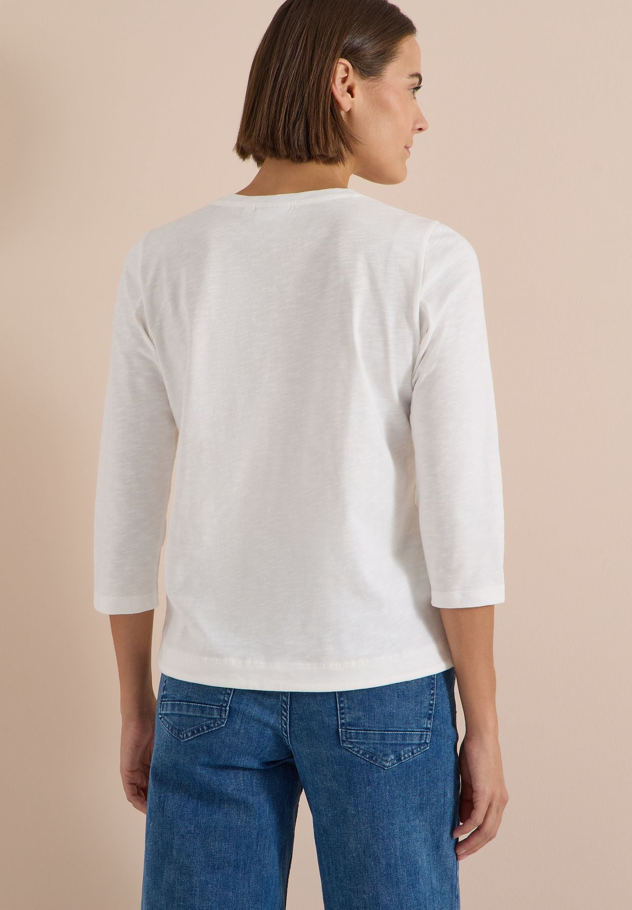 3/4-Arm Shirt mit Rundhals in Unifarbe