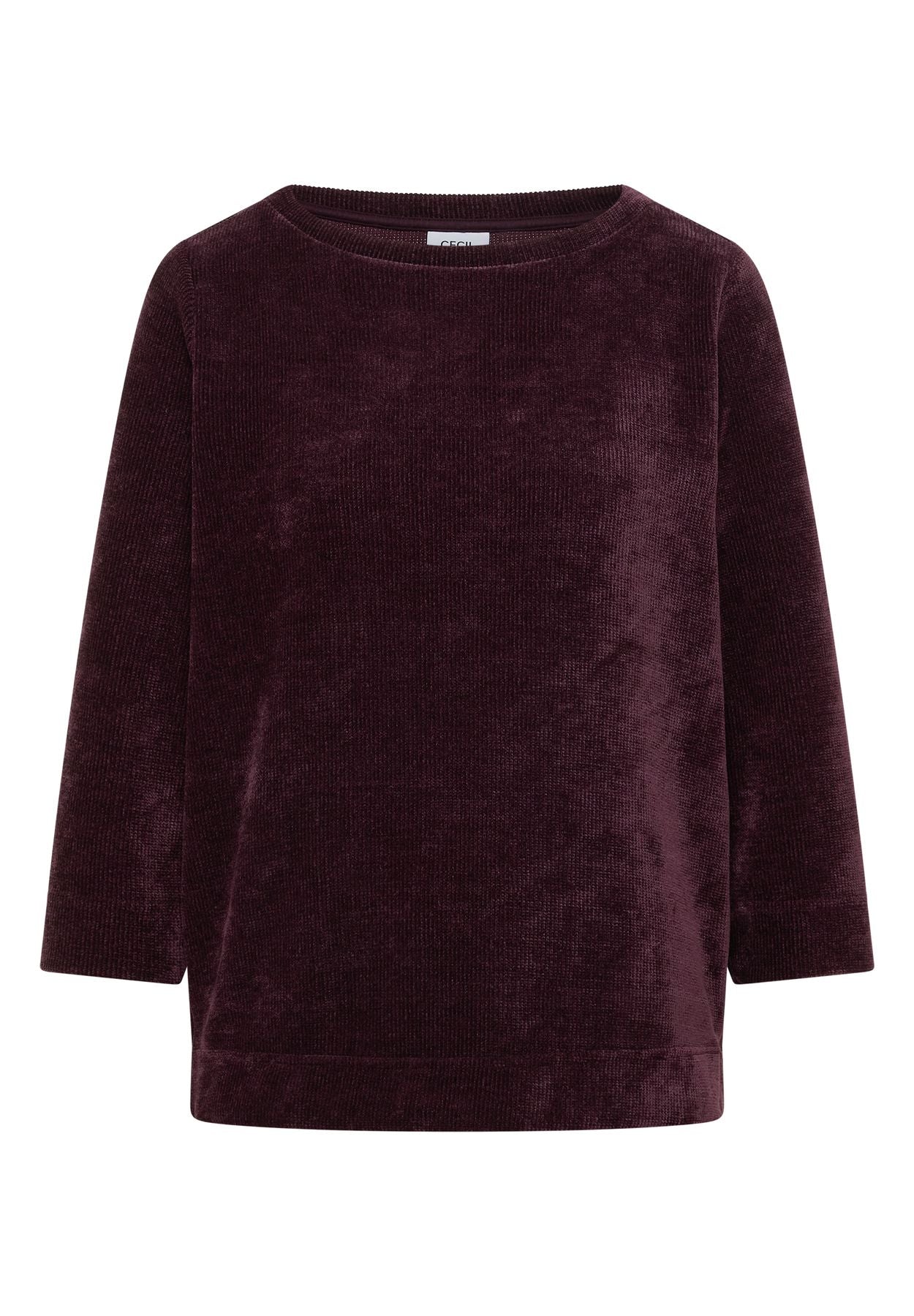 3/4-Arm Shirt aus Cord mit Boat Neck