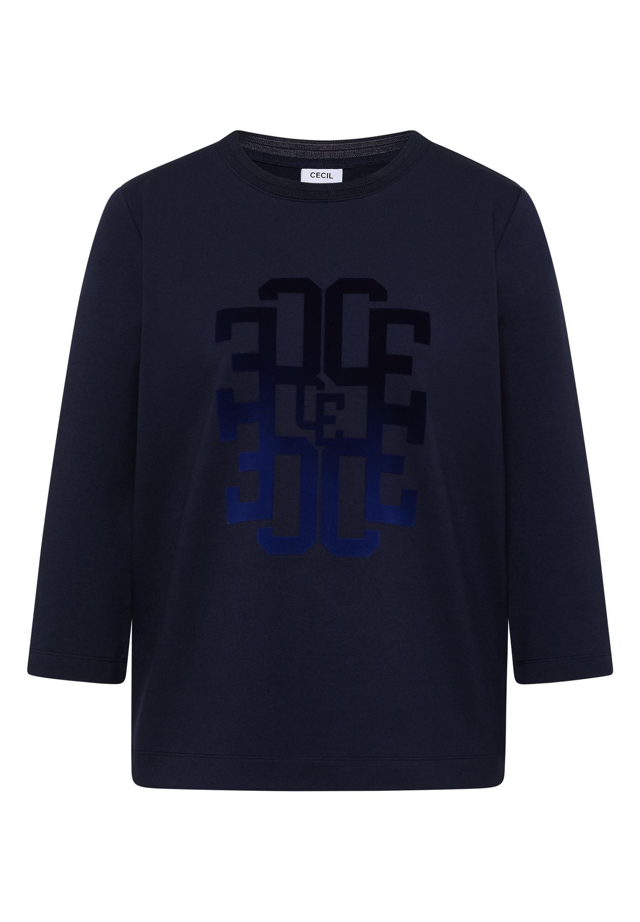 3/4-Arm Shirt mit Rundhals und Wording