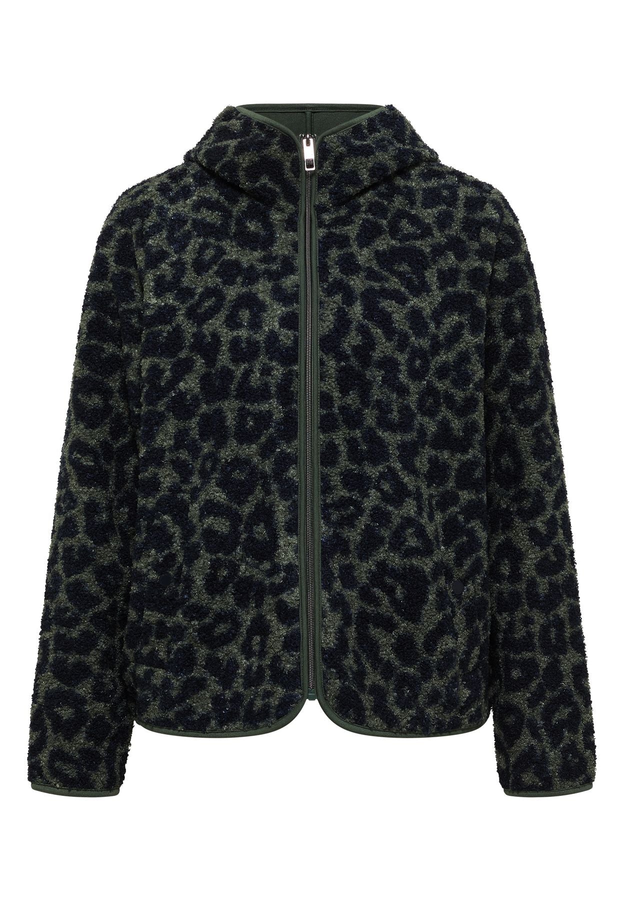 Teddy-Jacke mit Kapuze und Leo-Muster