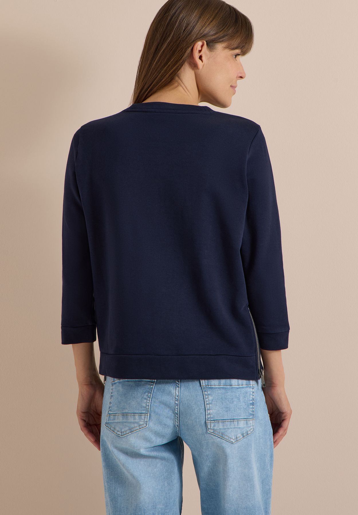 3/4-Arm Shirt mit Rundhals und Wording