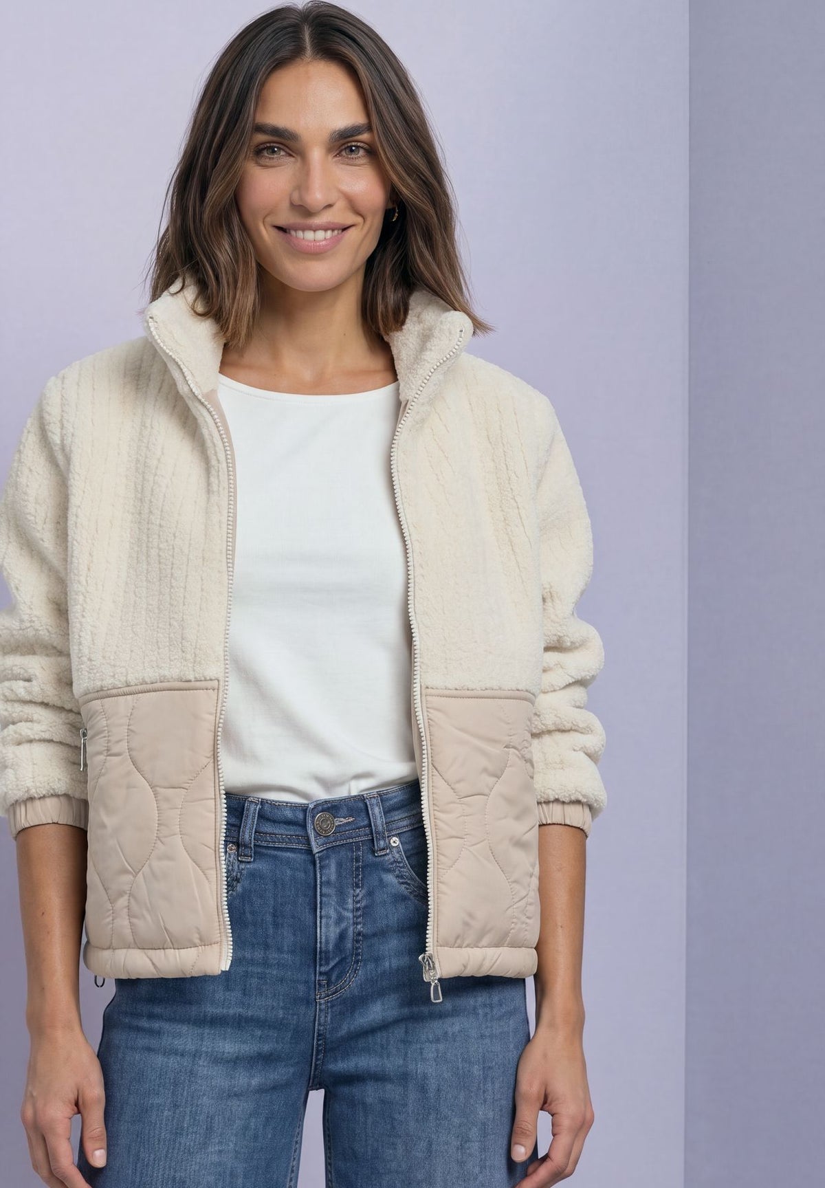 Teddy-Jacke mit Softshelldetails