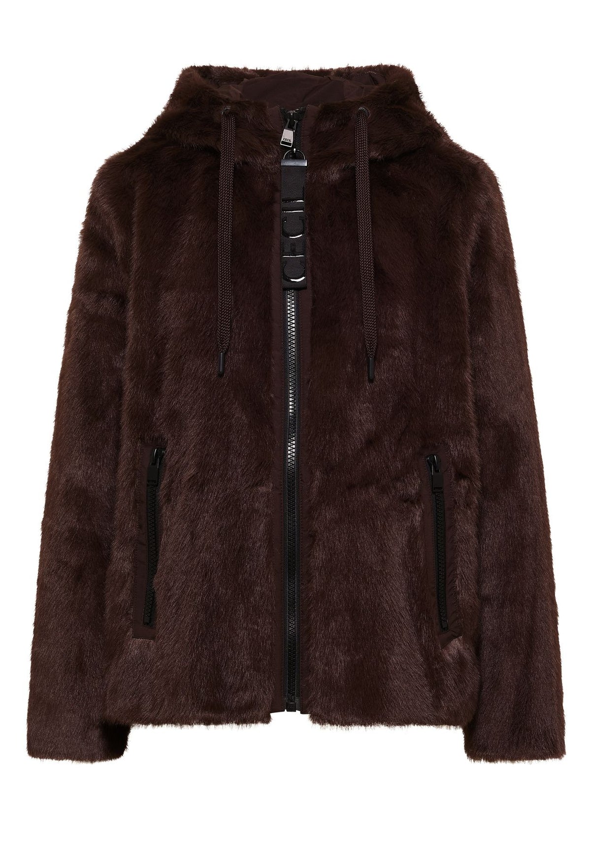 Fake Fur Jacke mit Softshelldetails