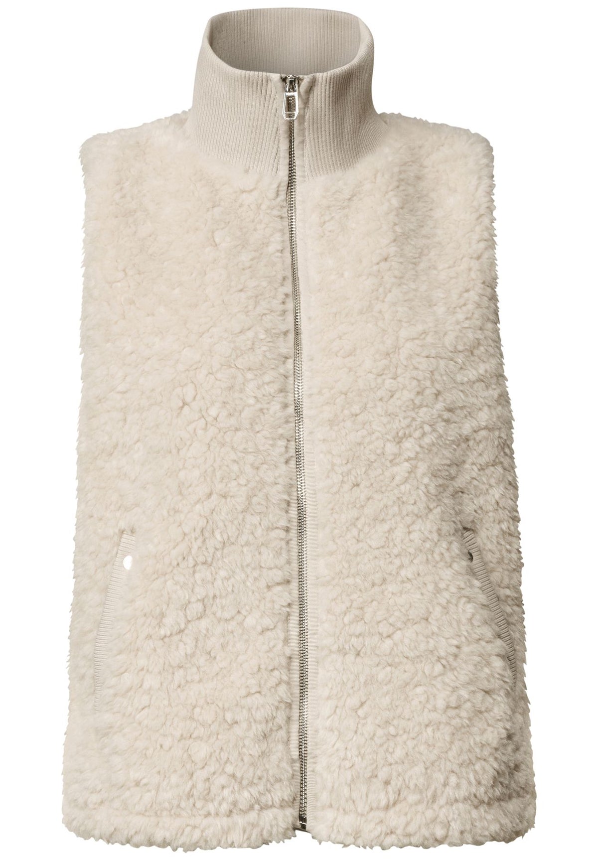 Fake Fur Weste mit Strickdetails